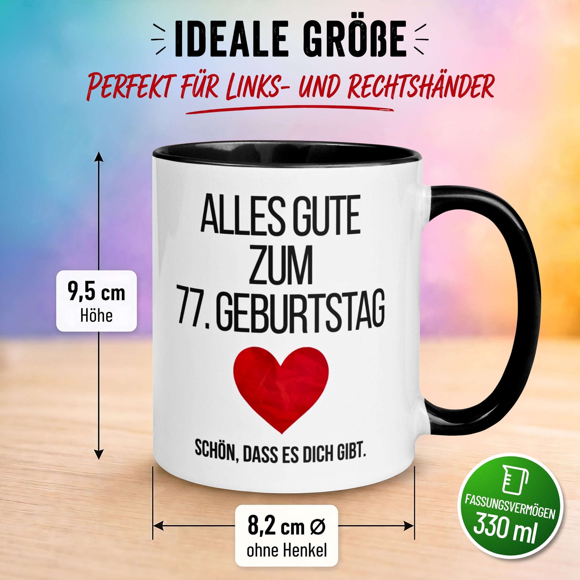 Tasse 77. Geburtstag Mann Frau – „Alles Gute zum Geburtstag“ – Geschenk zum Geburtstag Männer Frauen
