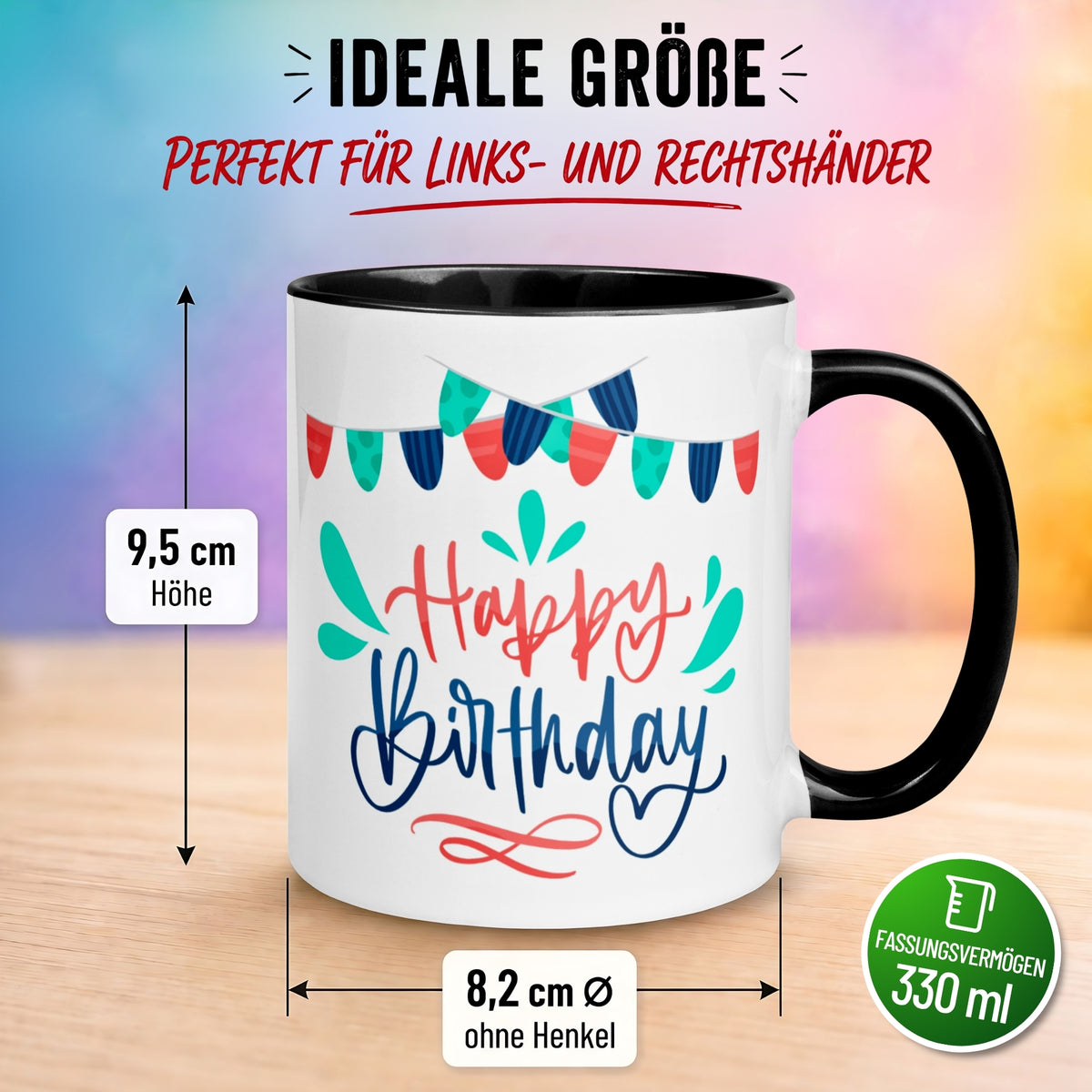 Tasse Geburtstag – „Happy Birthday - Girlanden“ – Geburtstagstasse Mann Frau