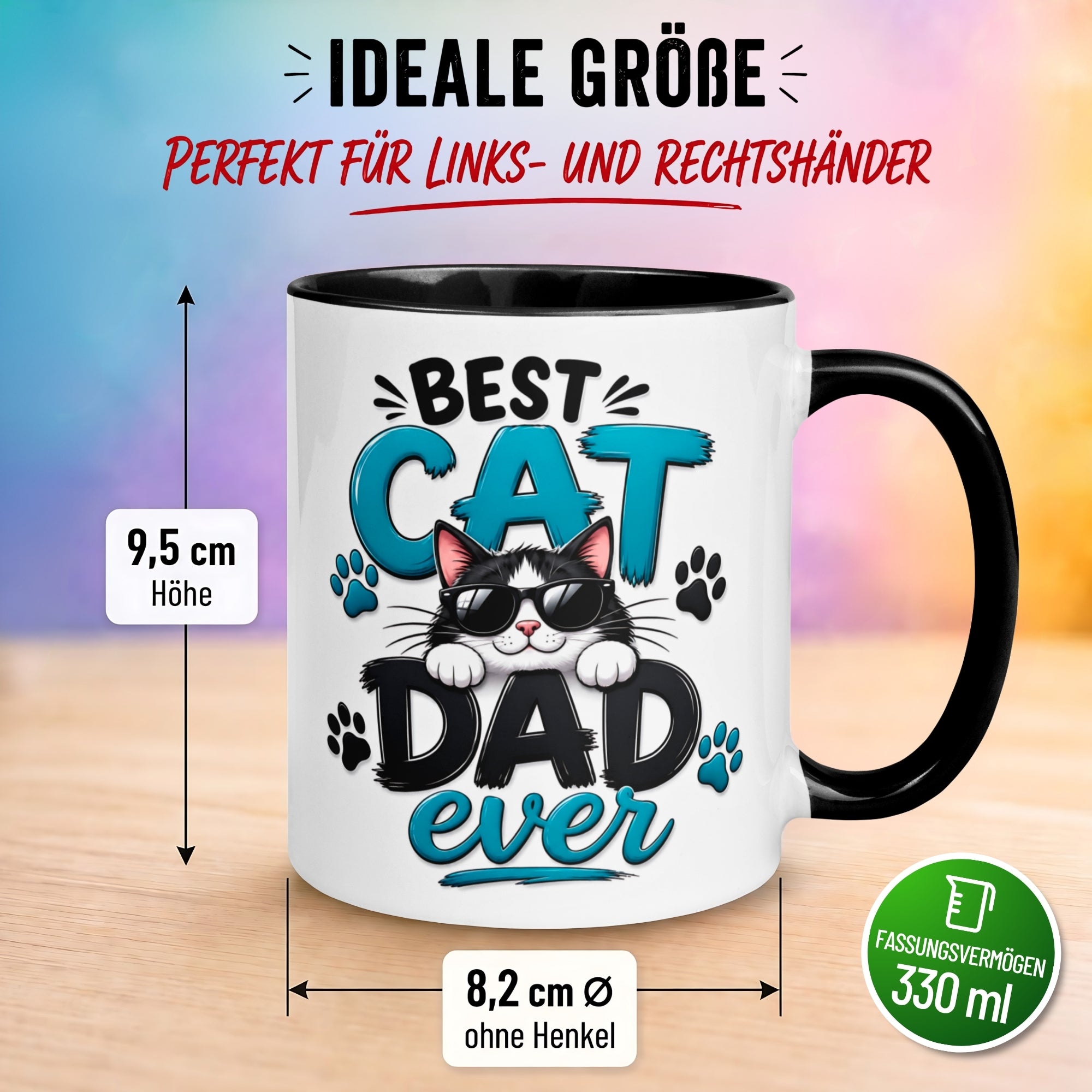 Tasse Katze – „Best Cat Dad ever“ – lustiger Katzen Geschenk Becher für Katzenpapa