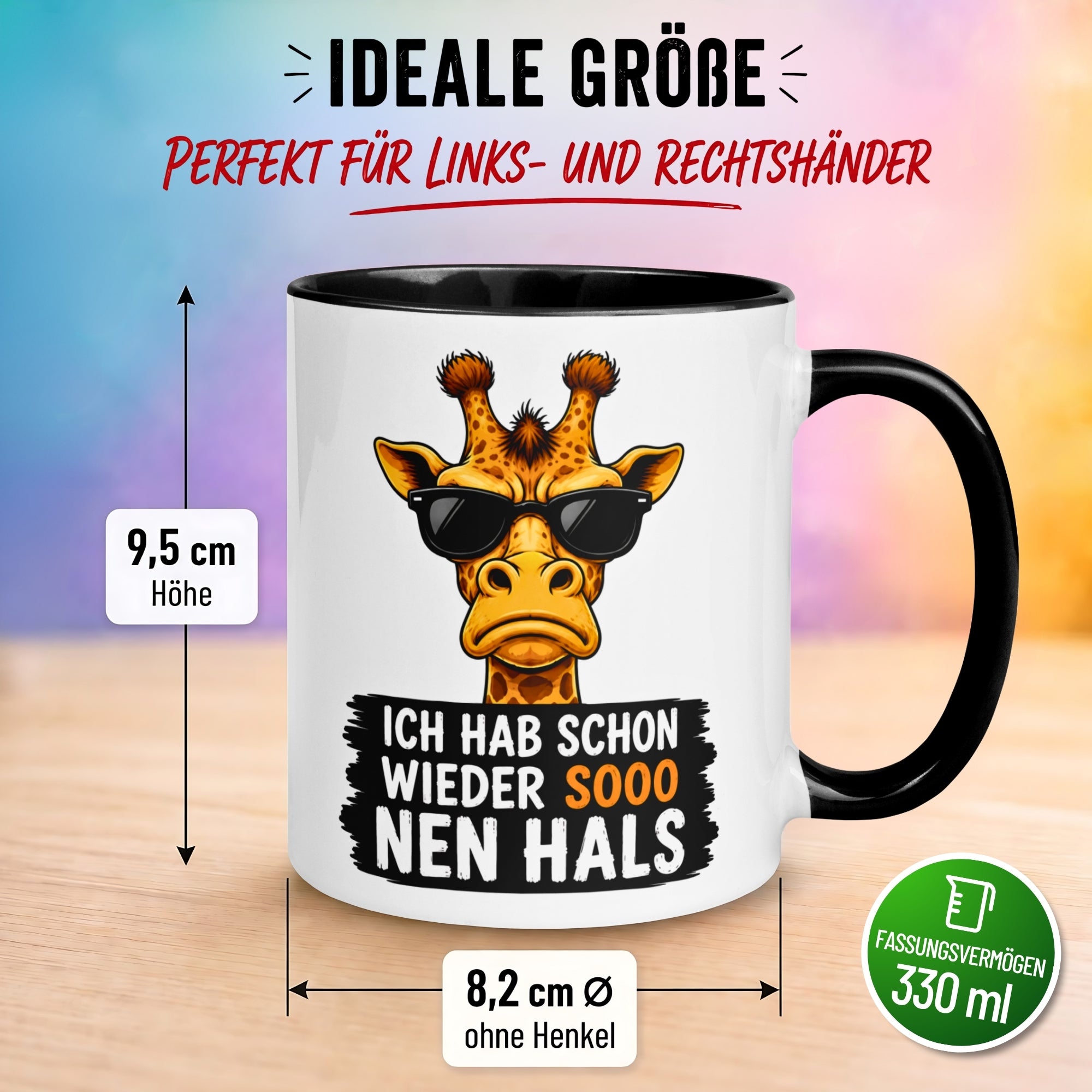 Tasse Giraffe – „Ich hab sooo nen Hals“ – lustiger Giraffen Geschenk Becher