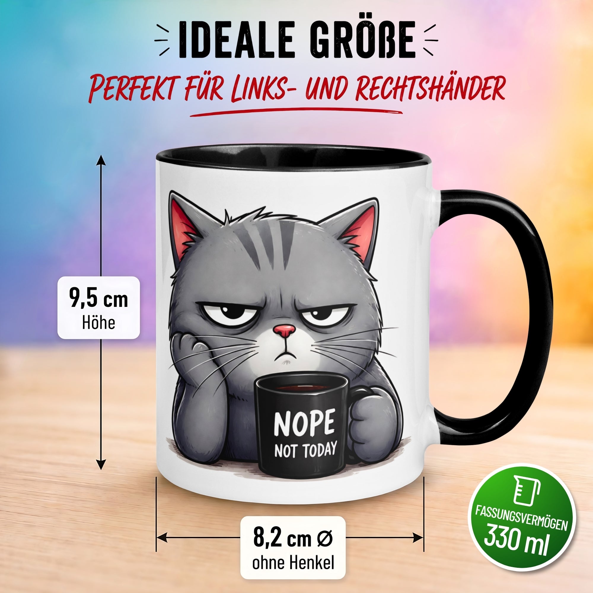 Tasse Katze – „Ich würde ja aufstehen“ – lustiges Katzen Geschenk für Morgenmuffel