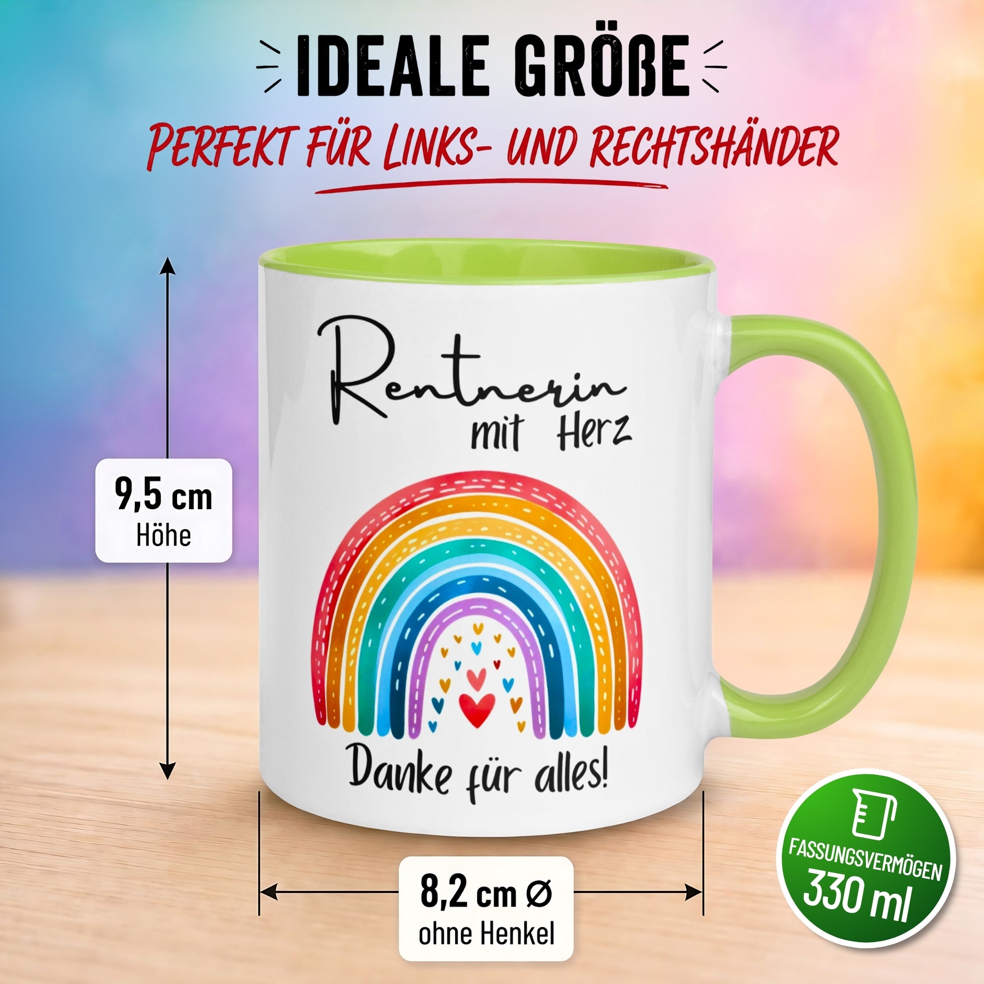 Tasse Rentnerin – „Rentnerin mit Herz – Danke für alles“ – Geschenk Rente Frau