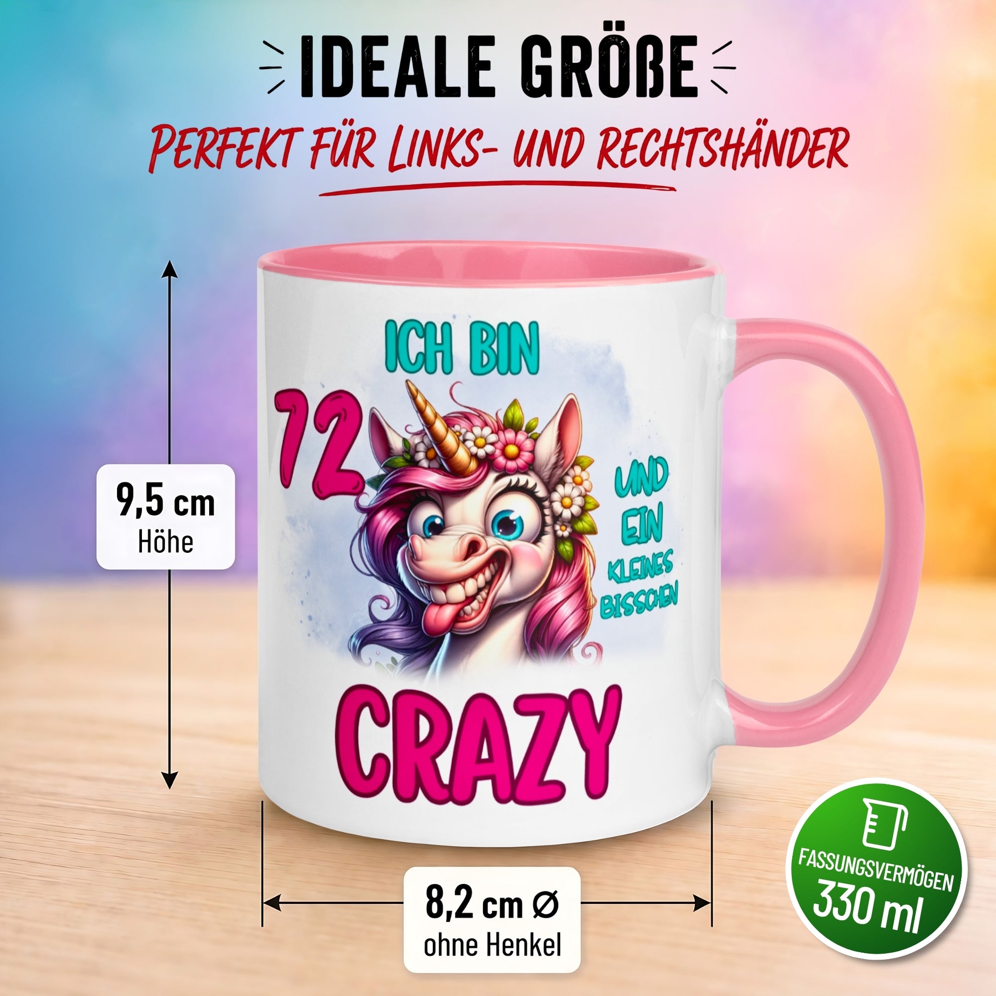Tasse 72. Geburtstag Mann Frau – „Bisschen crazy und absolut stolz drauf“ – Geschenk zum Geburtstag Männer Frauen