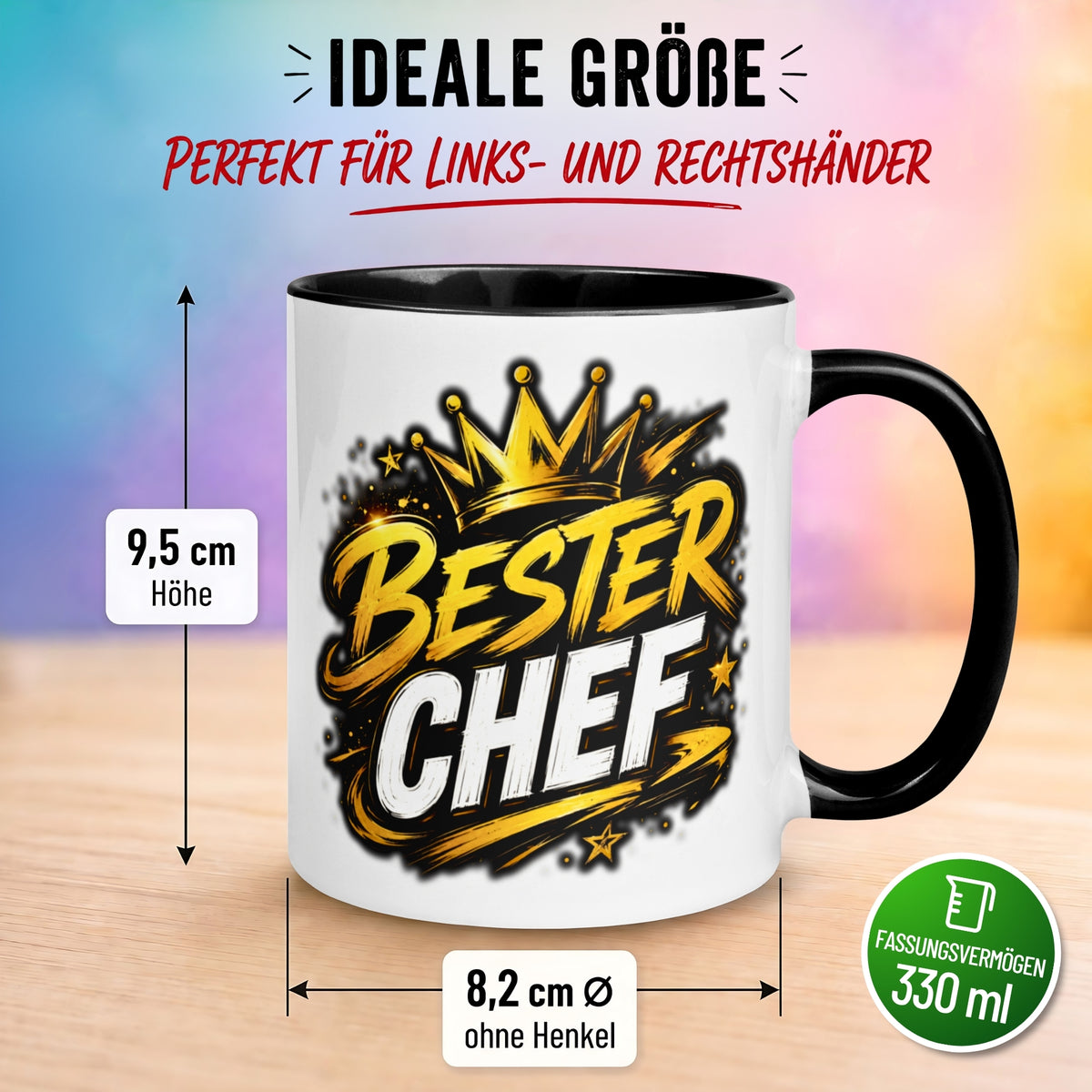 Tasse Chef – „Bester Chef mit goldener Krone“ – Geschenk Becher Bester Chef