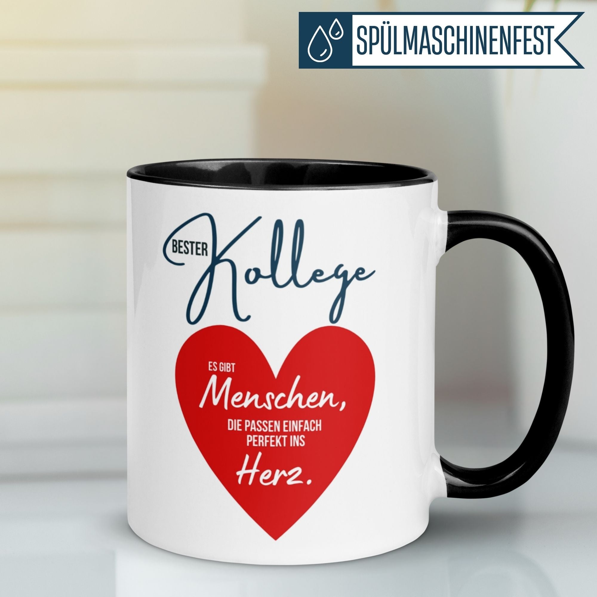 Bester Kollege Tasse mit Herz-Motiv, ideal als Abschiedsgeschenk für Kollegen und Freunde.
