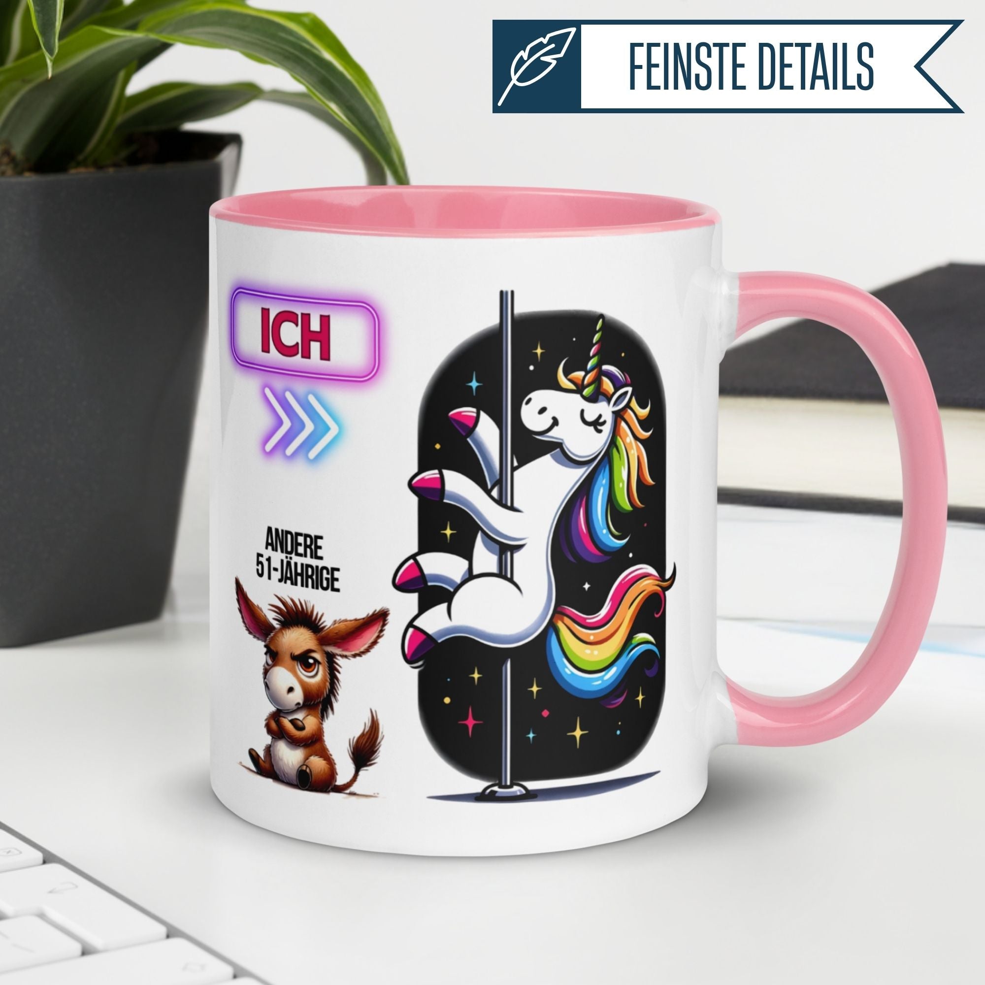 Momentals® Tasse mit Einhorn-Design für den 51. Geburtstag, perfekt für Frauen mit Humor.