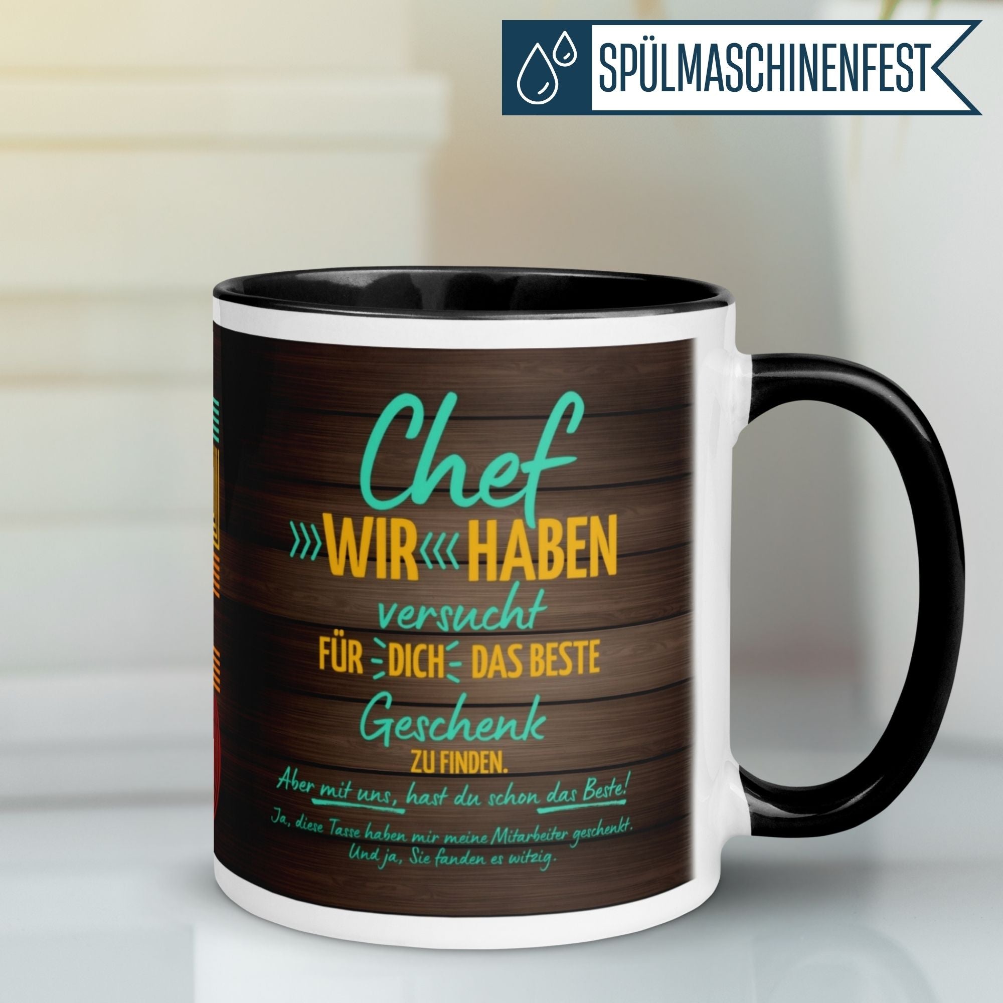 Momentals Tasse Chef mit humorvollem Spruch für das perfekte Geschenk im Büro.