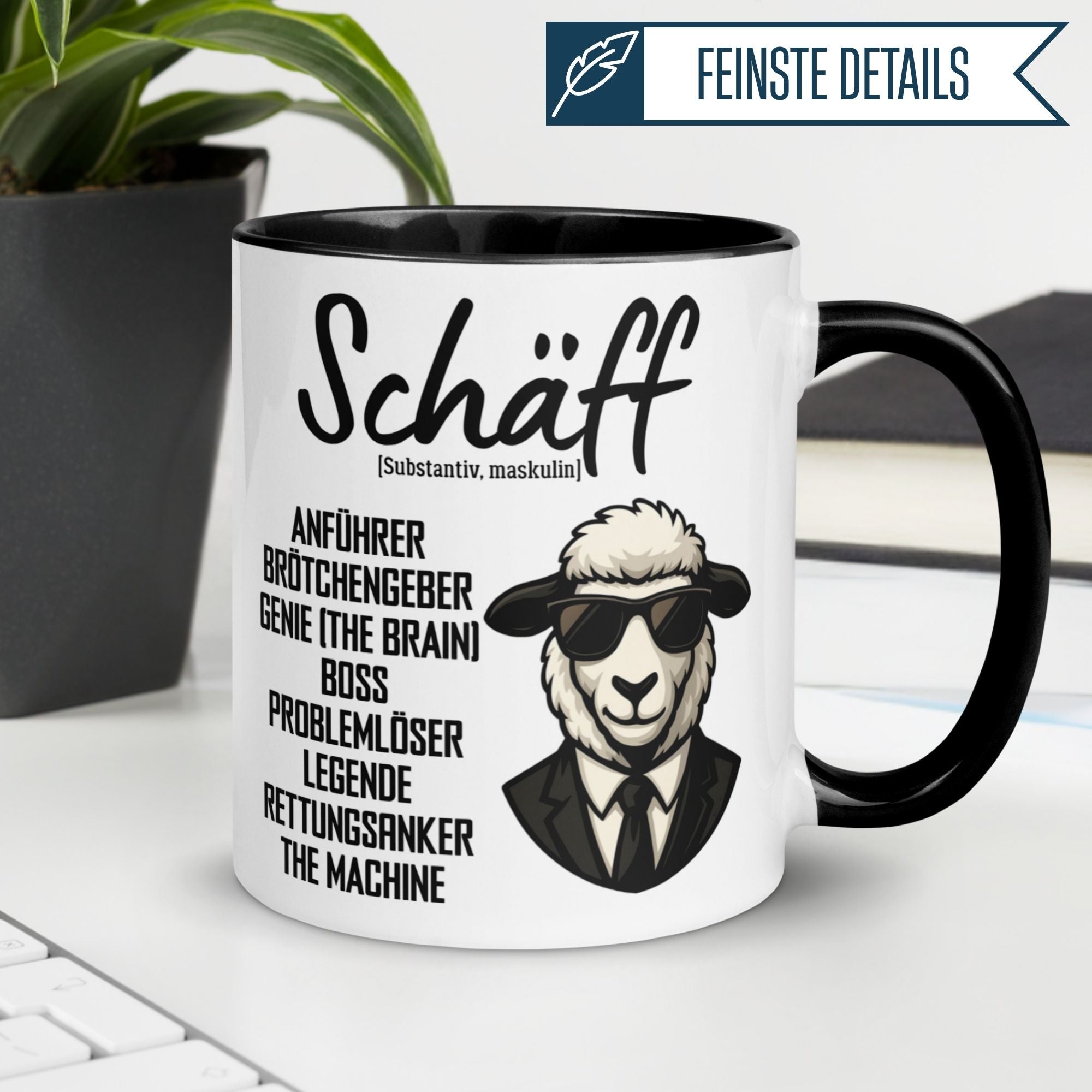 Schäff Tasse mit Humor und Stil, perfektes Geschenk für den Chef im Büro.