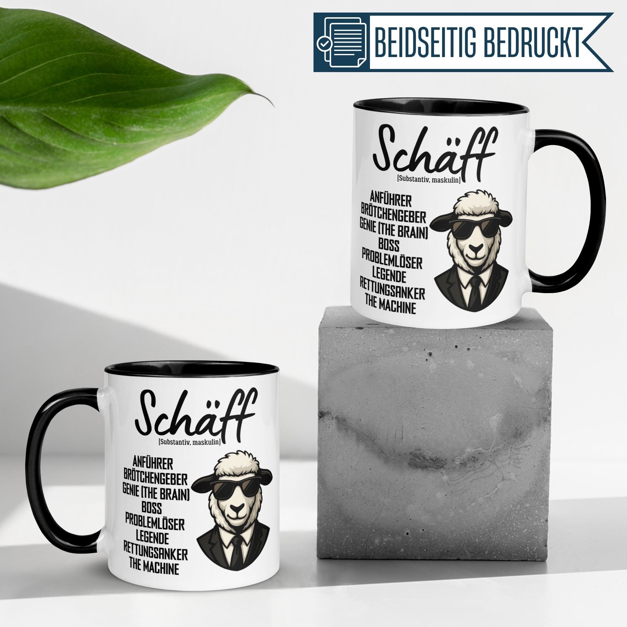 Momentals® Tasse Chef mit Schäff Definition, kreatives Geschenk für den Büroalltag.