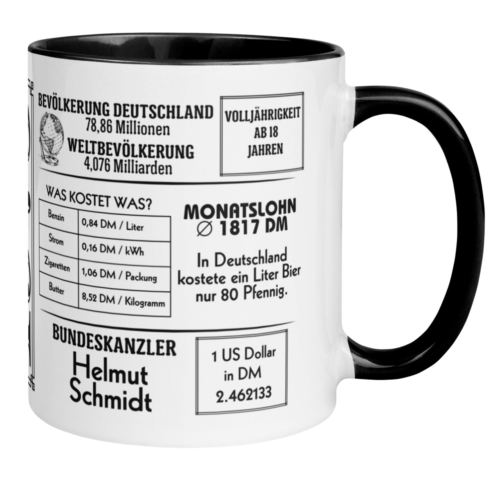 Momentals® Geburtstagstasse 50. Geburtstag mit Zeitung und Zahlen, Geburtstagszeitung 1975 Desgin.