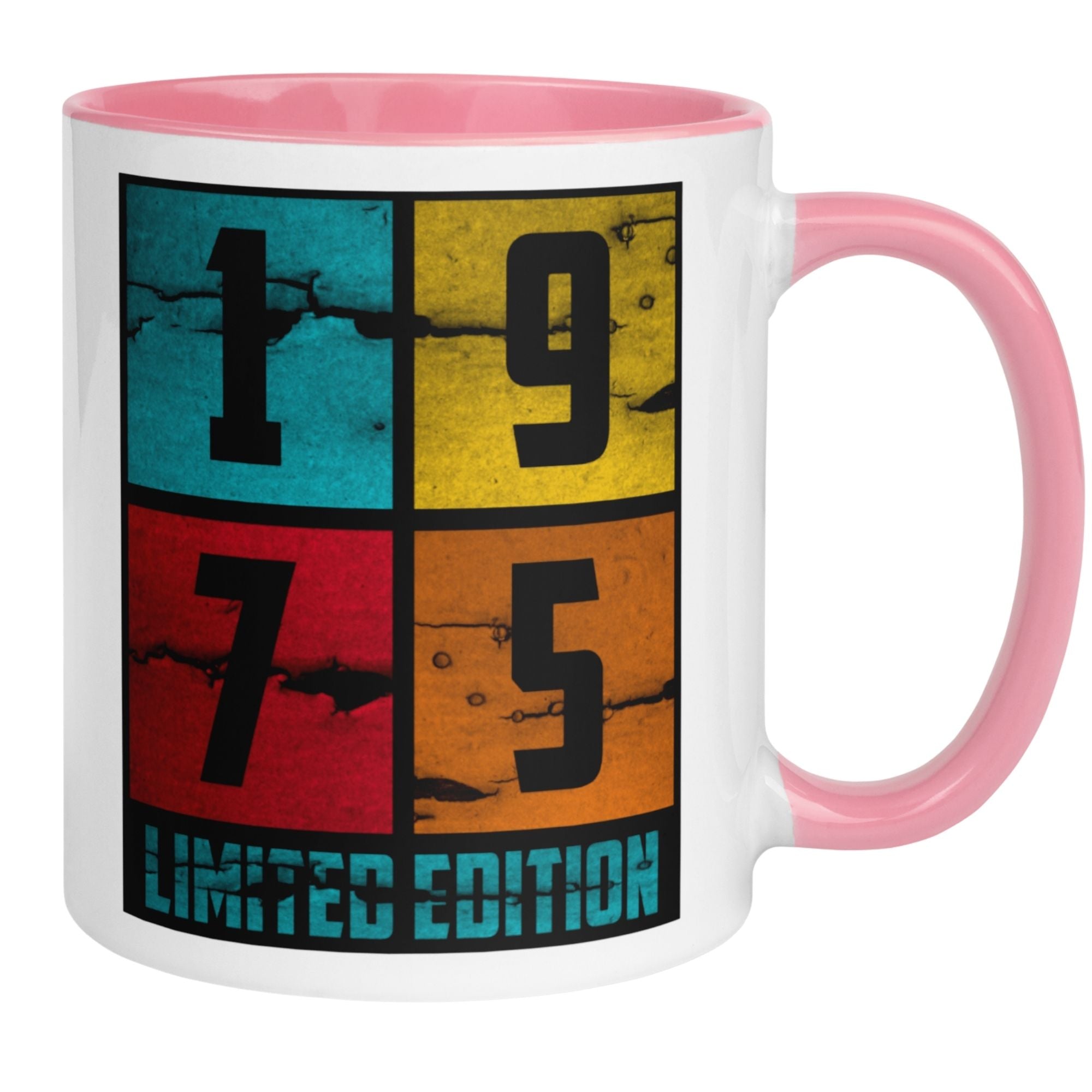 Momentals® Geburtstagstasse mit 1975 Limited Edition, farbenfroh und witzig für Frauen.