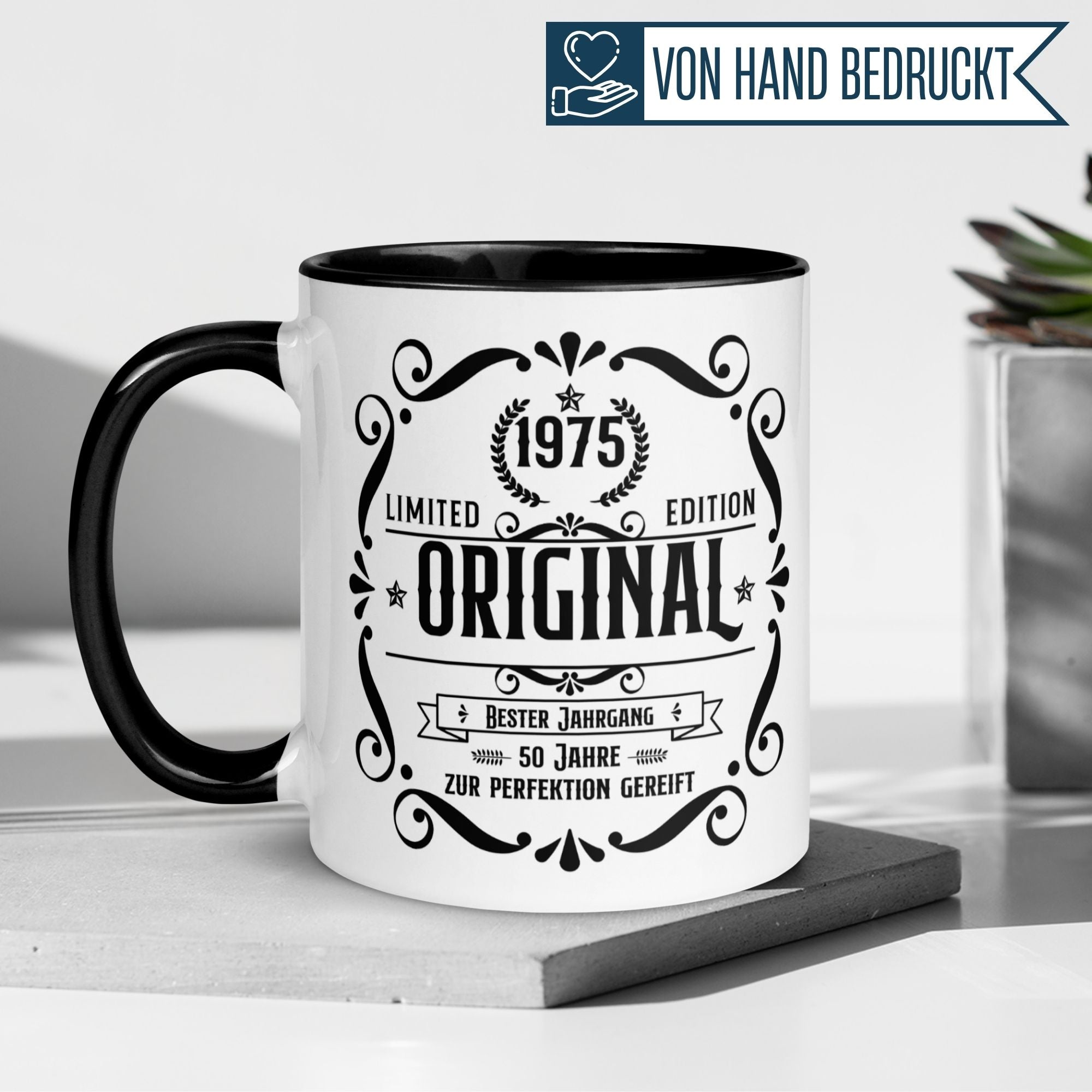 Momentals® Tasse zum 50. Geburtstag, humorvolles Design, Jahrgang 1975, perfektes Geschenk für Männer.
