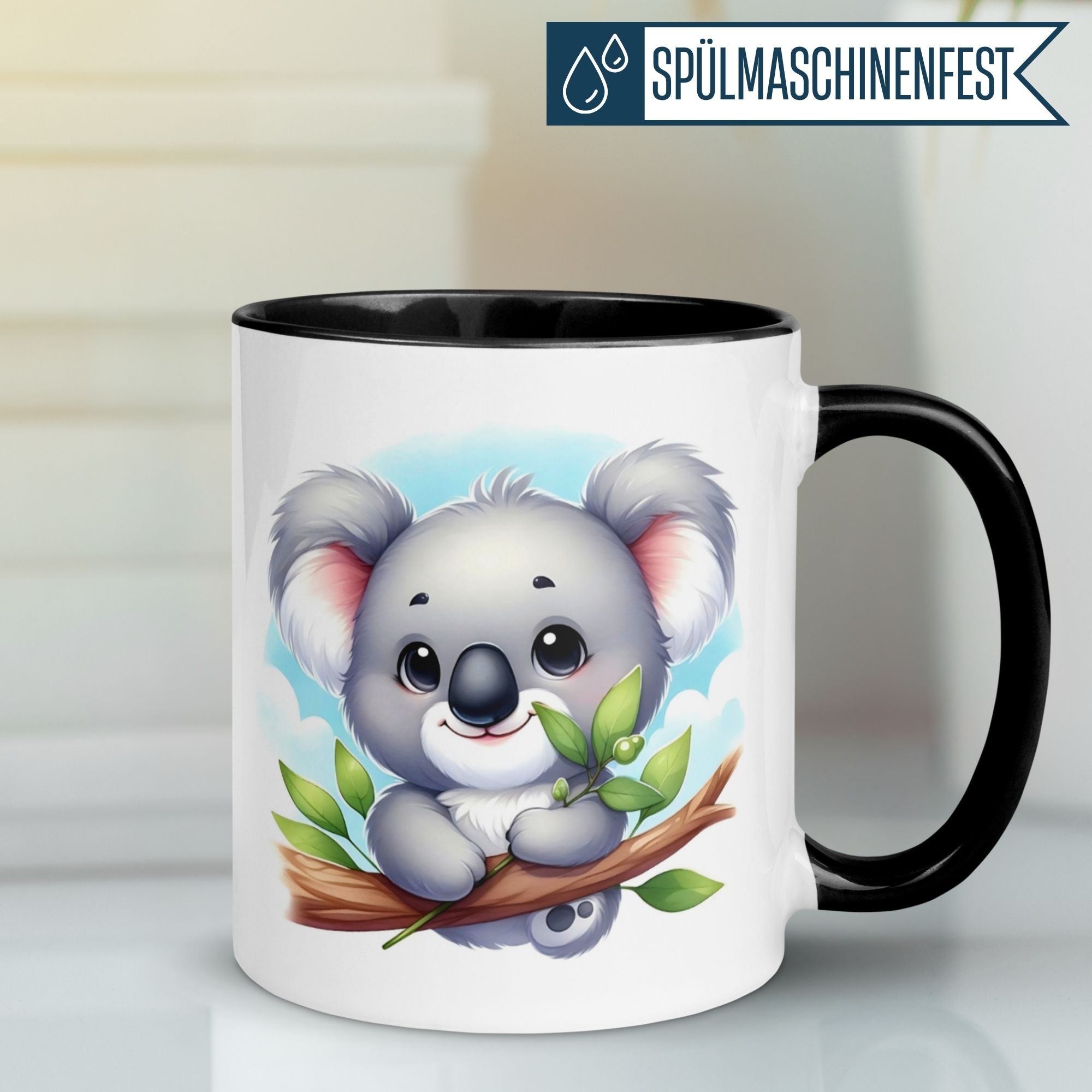 Momentals® Tasse mit niedlichem Koala auf Ast, ideal für Kaffee und Entspannung. Spülmaschinenfest.