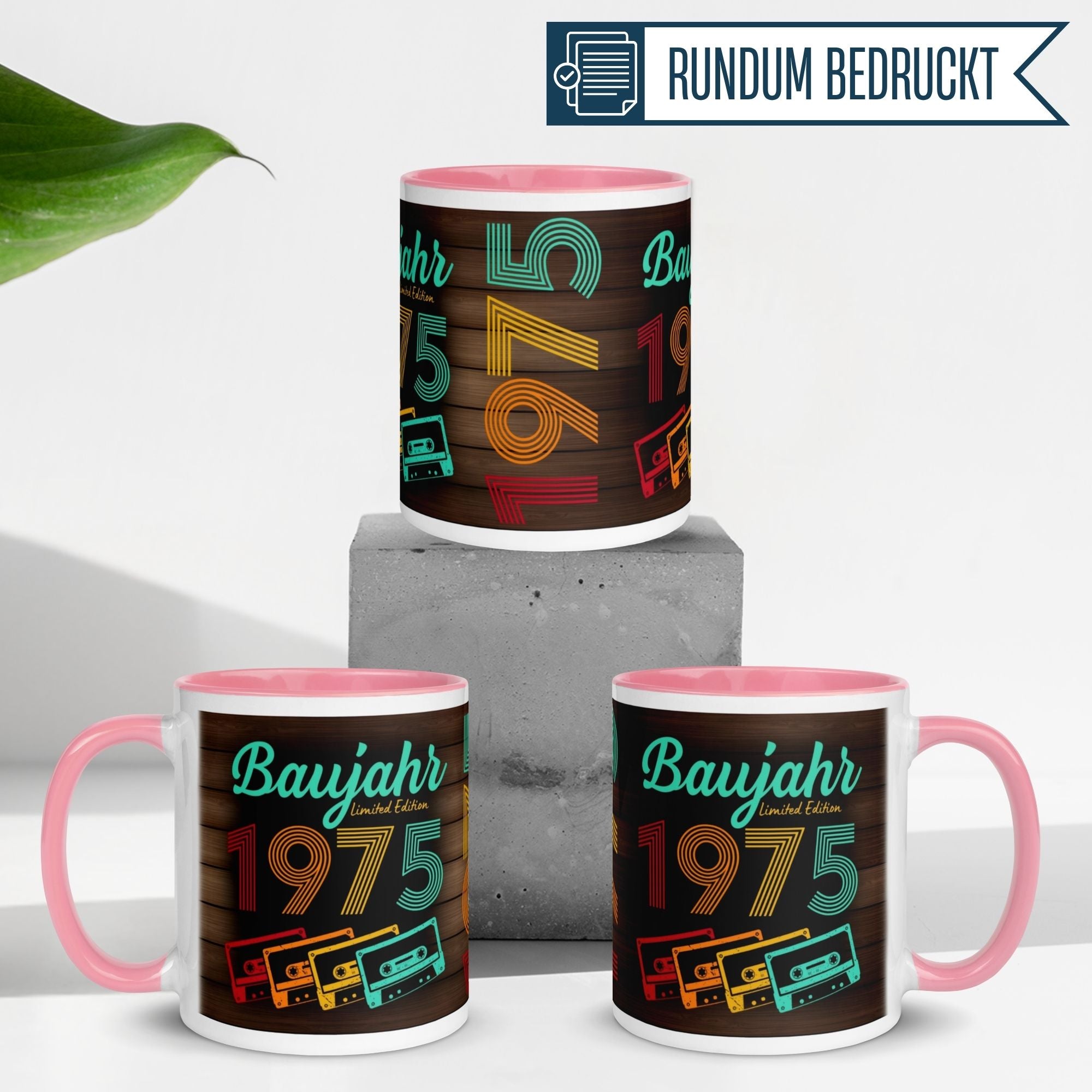 Momentals® Retro Geburtstagstasse für Frauen, Baujahr 1975, originelles Geschenk mit buntem Design.
