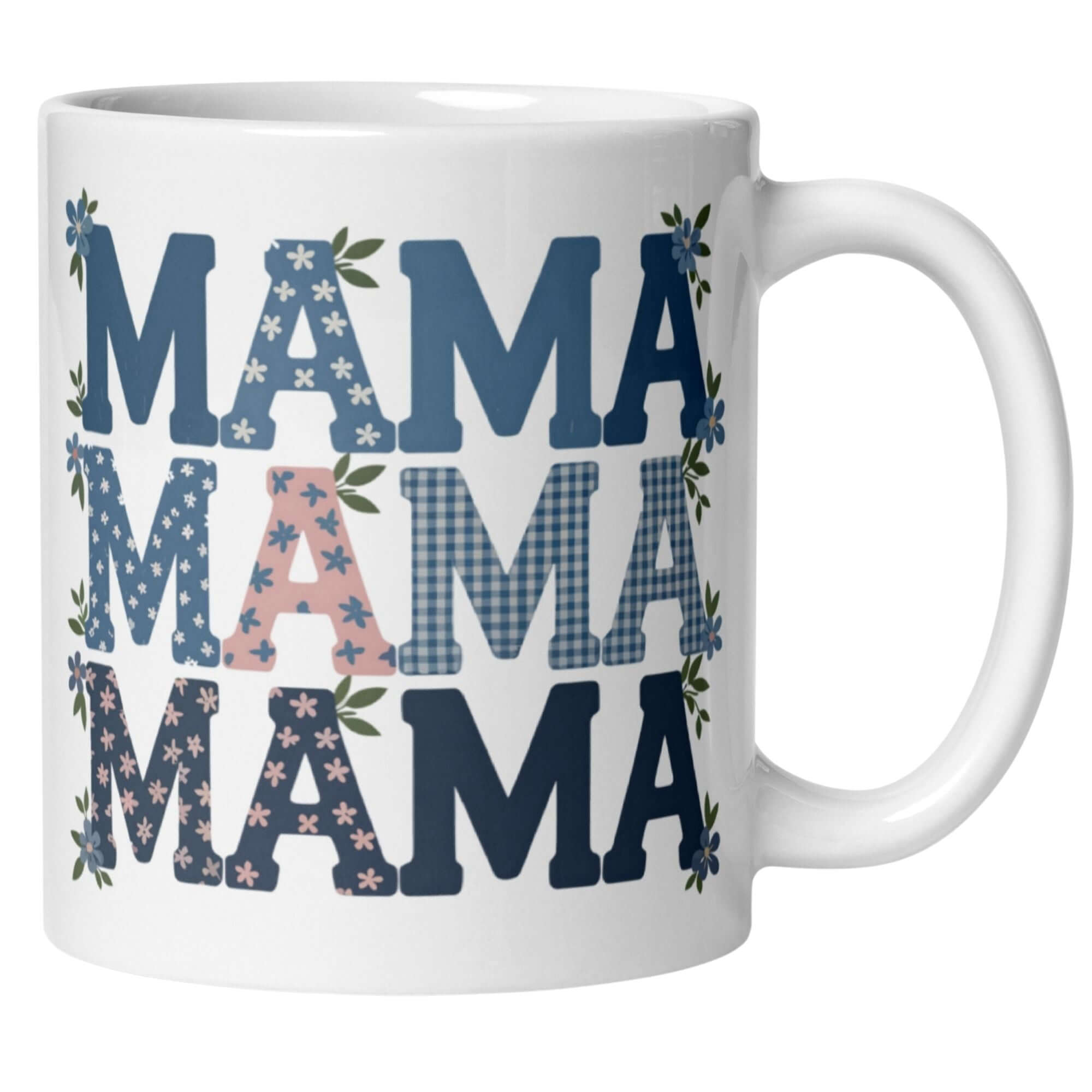 Momentals Tasse Mama mit buntem Schriftzug und verspielten Akzenten für nostalgischen Charme.