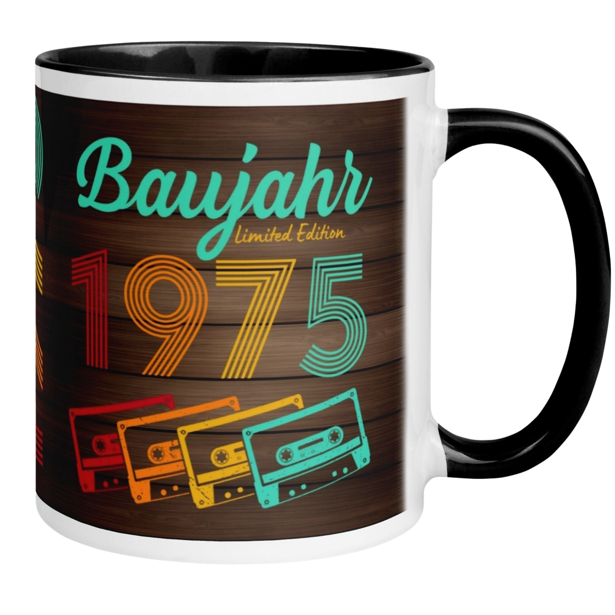 Momentals® 50. Geburtstag Tasse mit retro Kassettendesign und Baujahr 1975, ideales Geschenk für Männer.