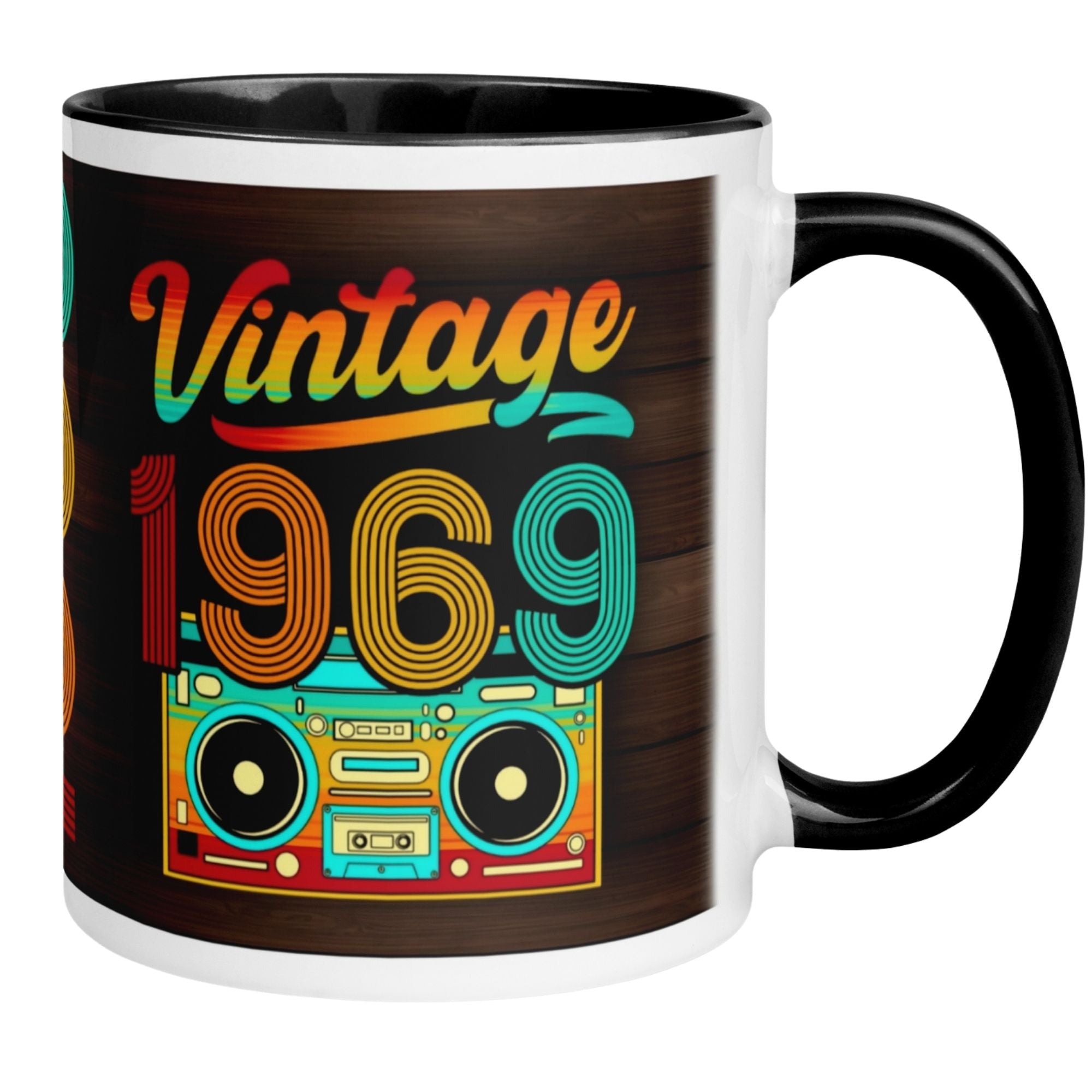 Momentals® Tasse mit Retro-Design und 1969 Motiven für den 56. Geburtstag, perfekte Geschenkidee.