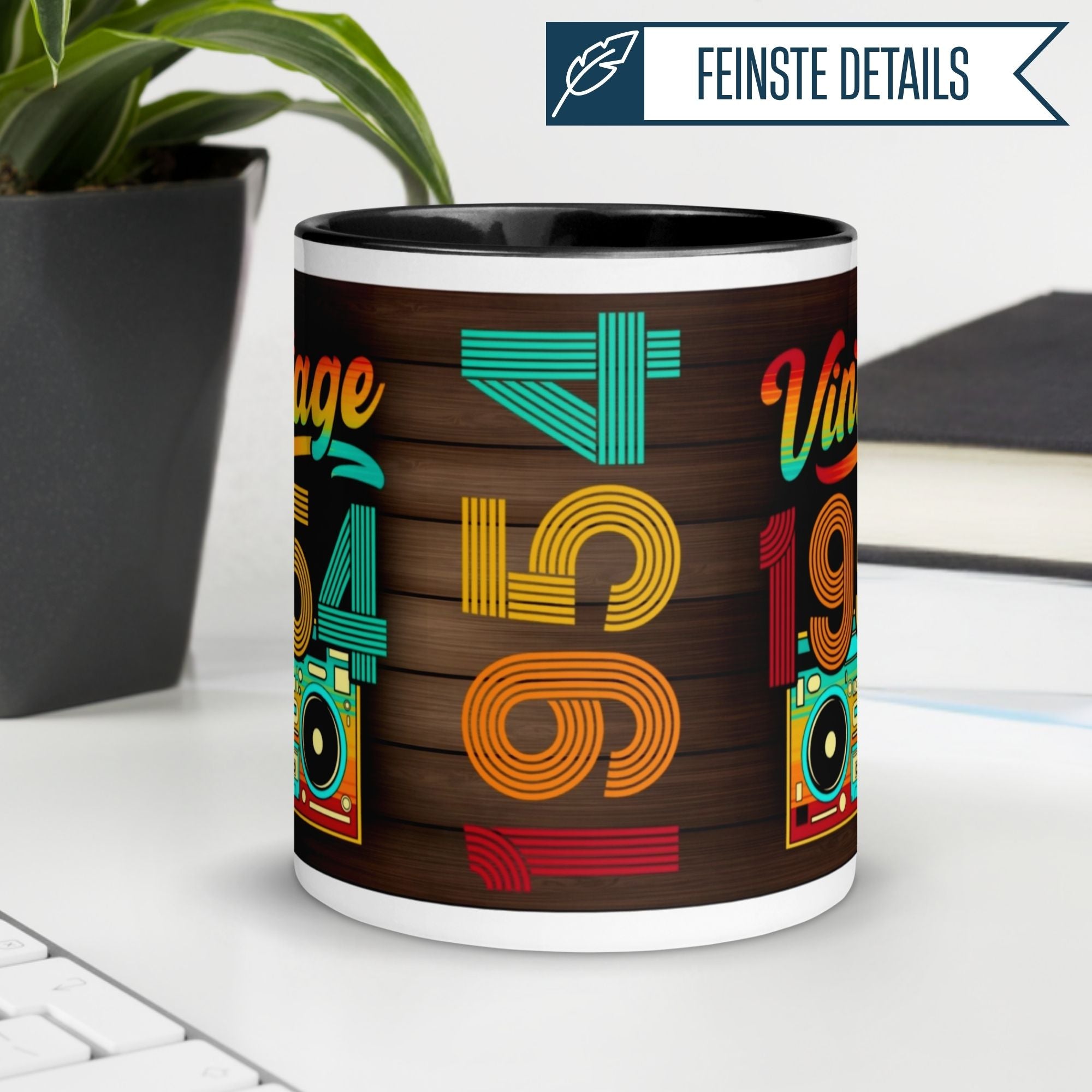 Retro vintage mug for 71st birthday, showcasing colorful 1954 design with a nostalgic feel.
