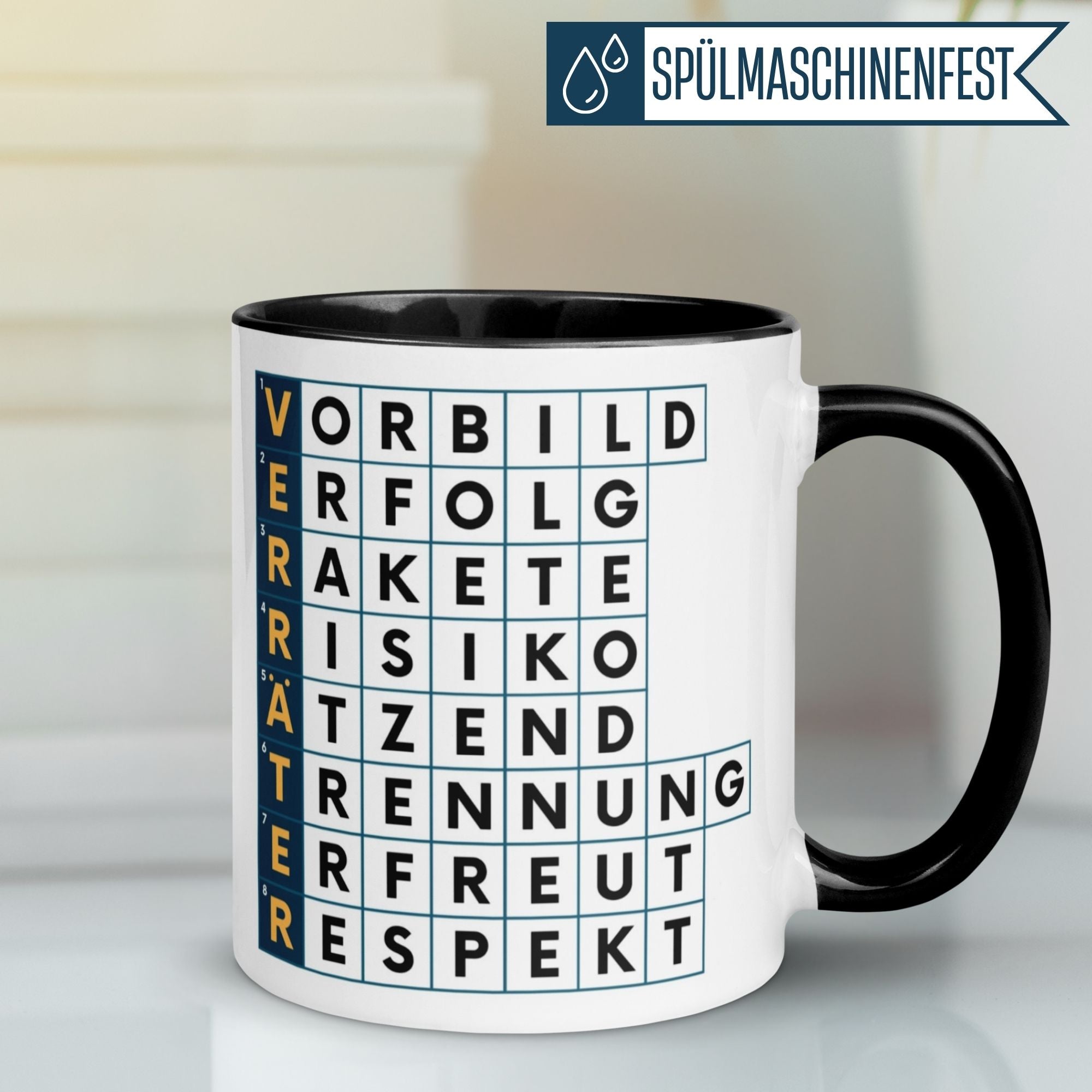 Momentals Tasse Abschied mit Rätselmotiv "Verräter" – humorvolle Wertschätzung für Abschied im Job