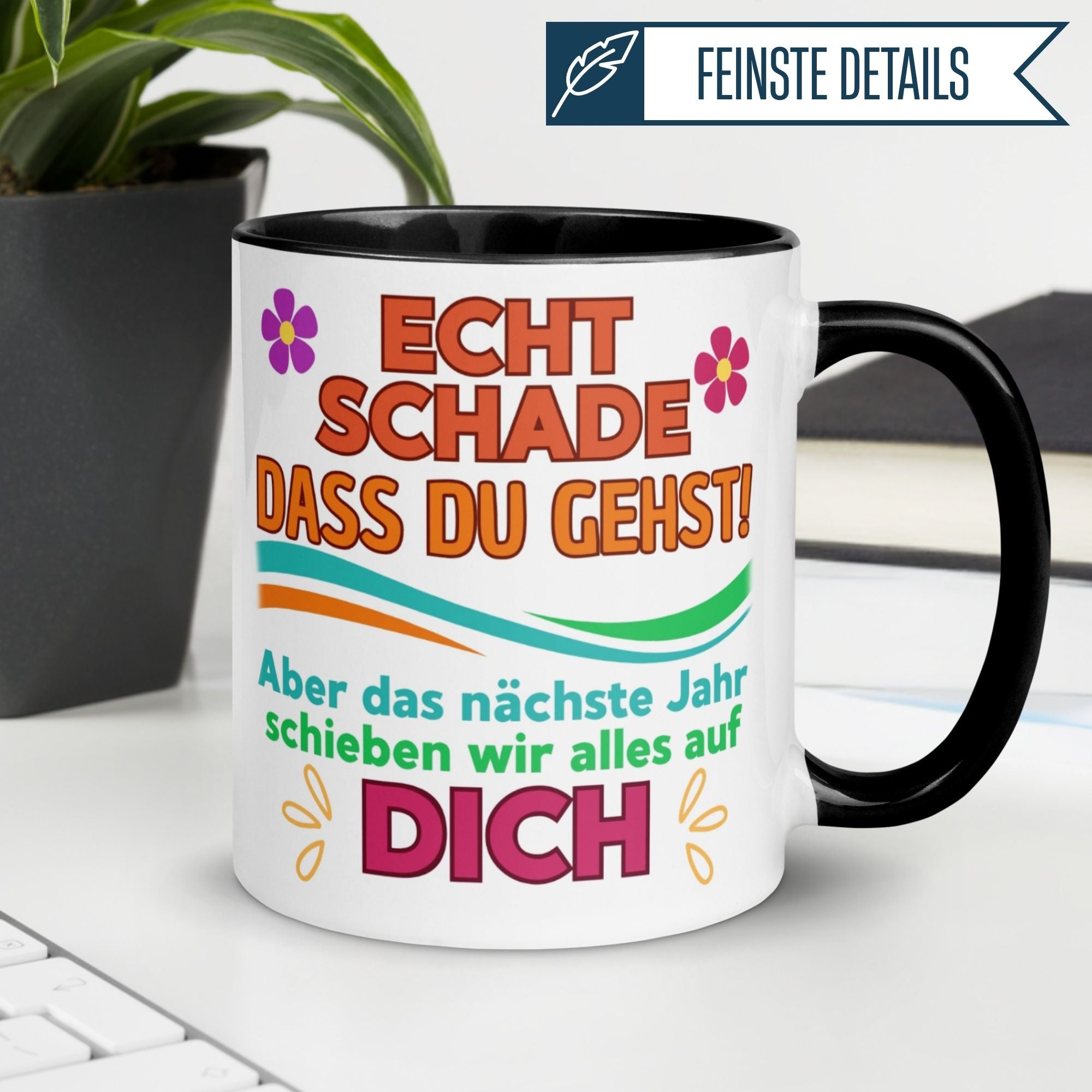 Momentals® Tasse Abschied mit humorvollem Spruch über Wertschätzung und Abschied vom Job.