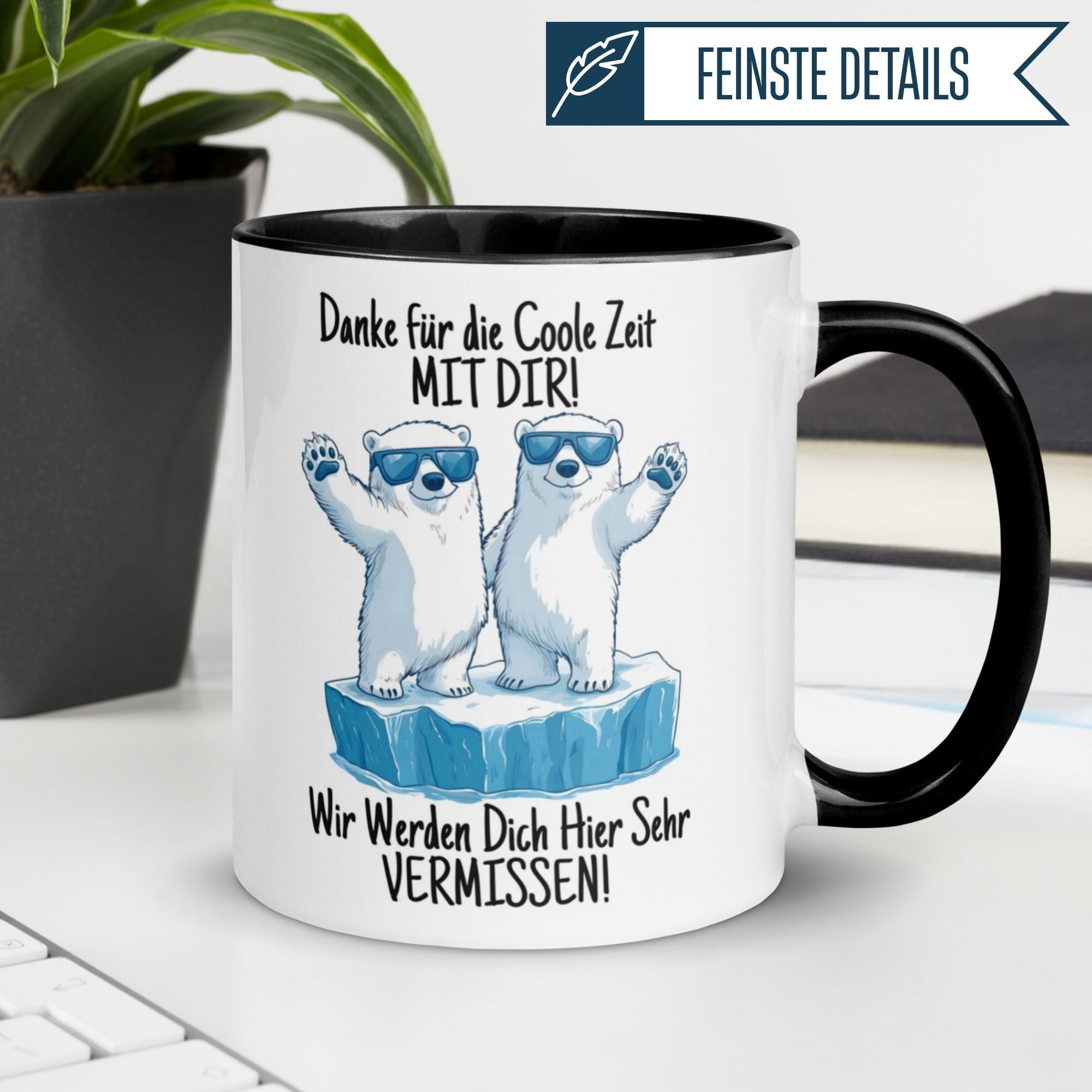 Momentals Tasse mit Eisbären und Abschiedsspruch "Danke für die coole Zeit mit dir!"