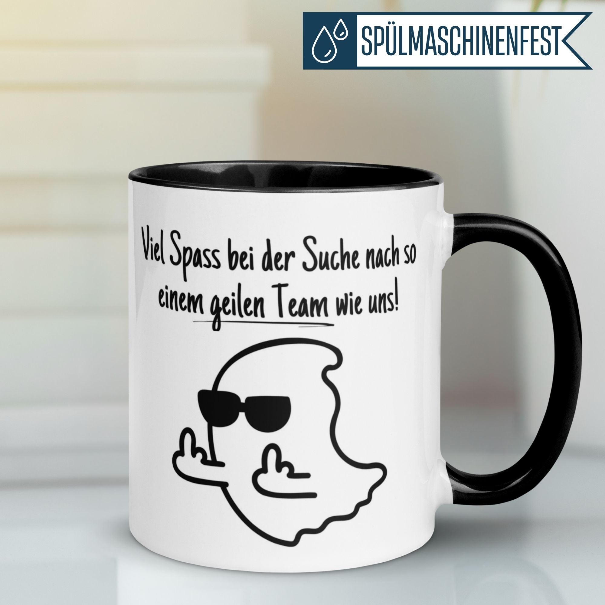 Momentals® Abschied Tasse mit frechem Geist und Spruch für Kollegen, ideales Geschenk zum Abschied im Job.