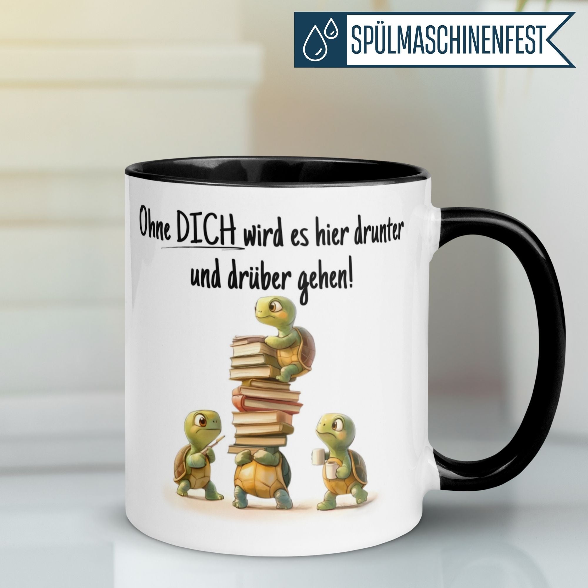 Momentals® Tasse mit Schildkröten-Motiv, Spruch über Wertschätzung beim Abschied im Job.