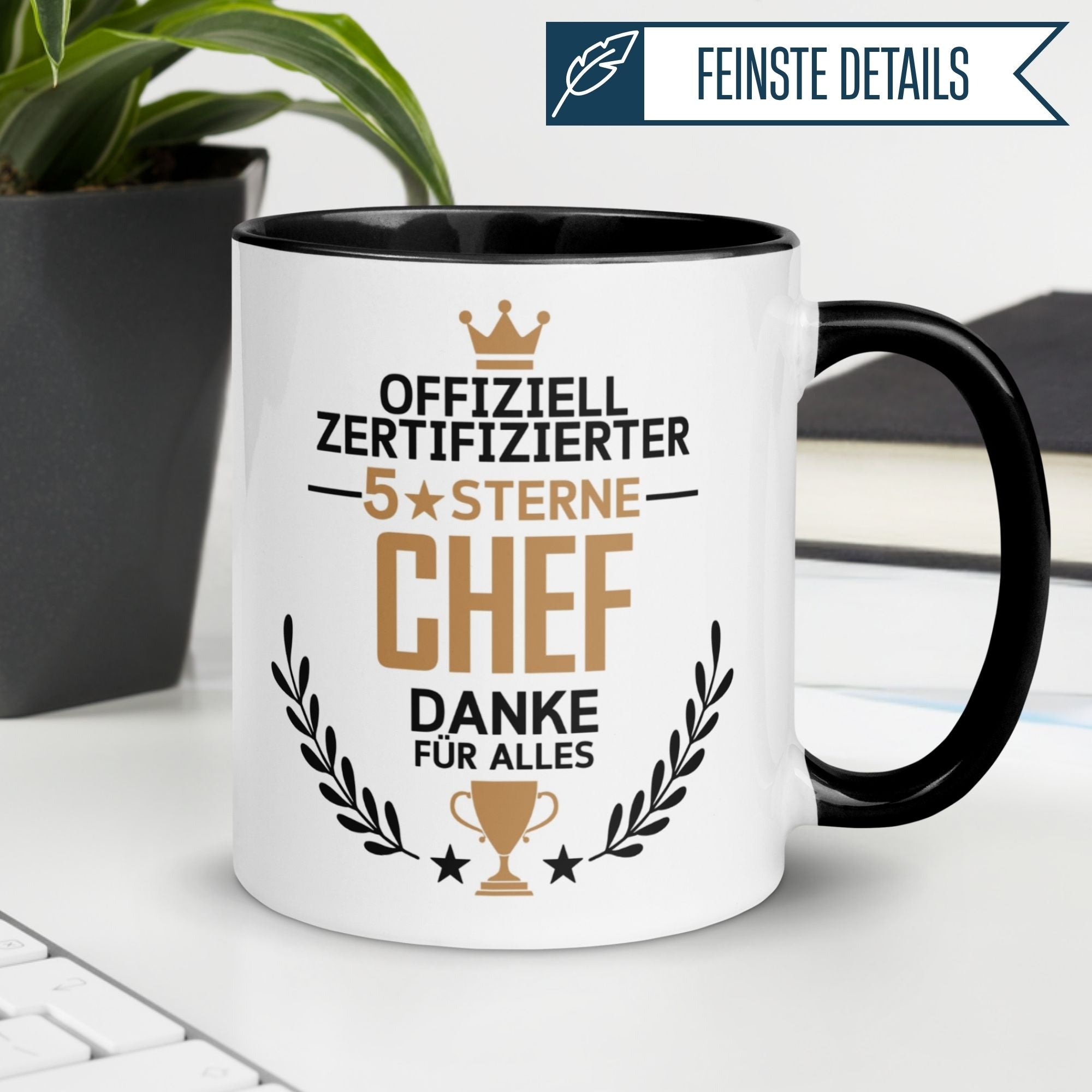 Momentals Tasse für Chefs mit 5 Sternen, Dankes-Spruch und humorvollem Design, perfektes Geschenk.