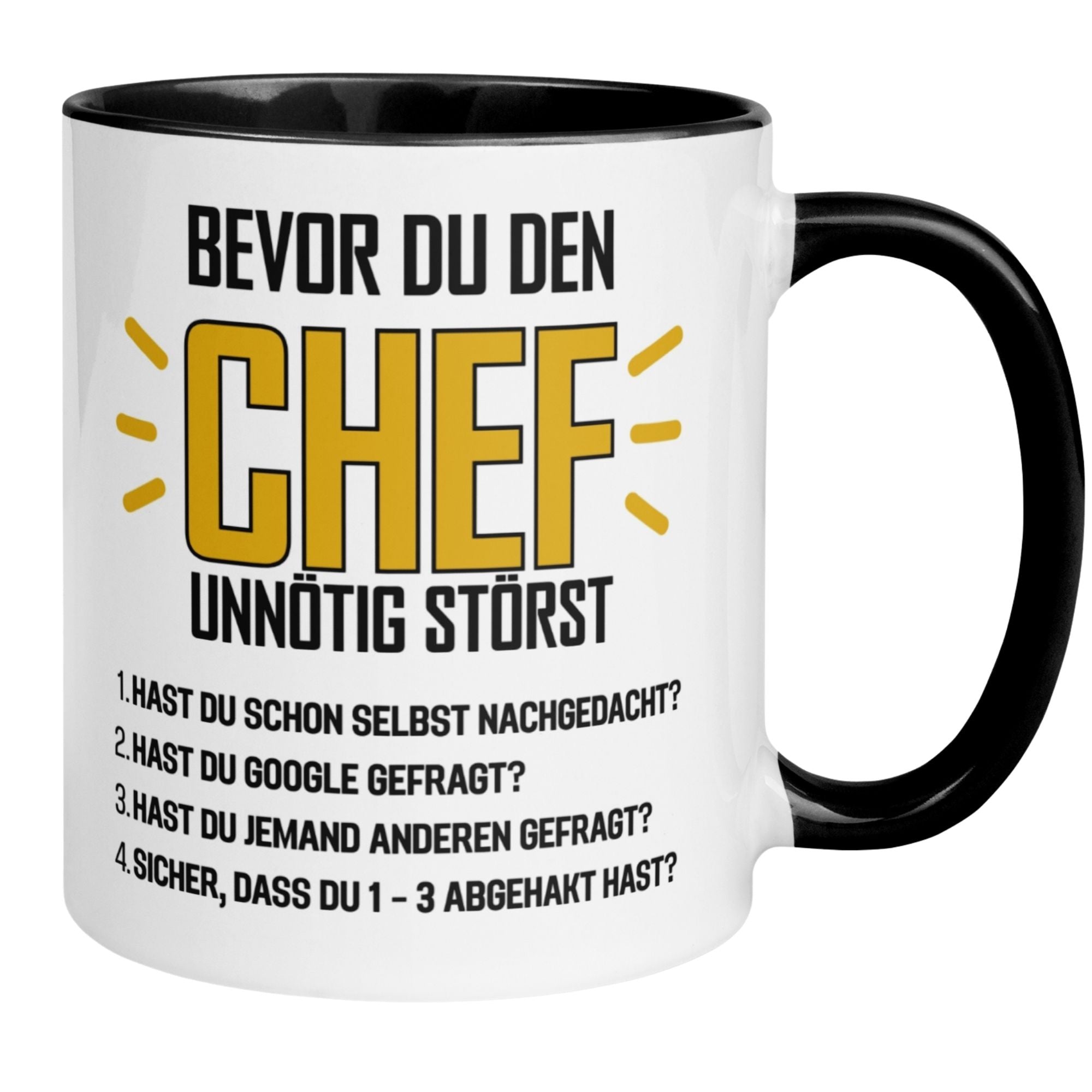 Momentals Tasse Chef mit humorvollem Spruch für wertschätzende Geschenke im Büro