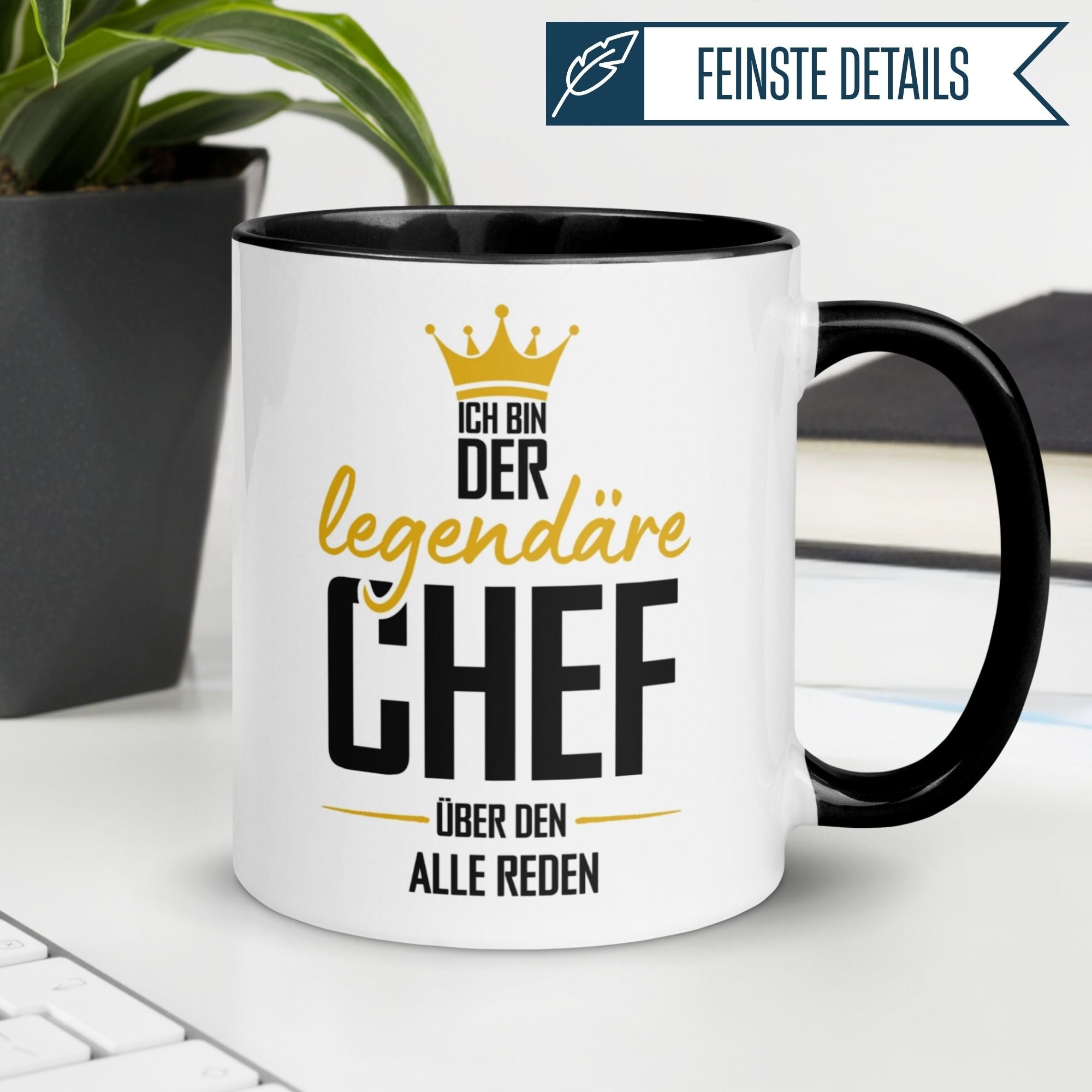 Momentals® Tasse Chef mit humorvollem Spruch für kreative Geschenke und Wertschätzung am Arbeitsplatz.