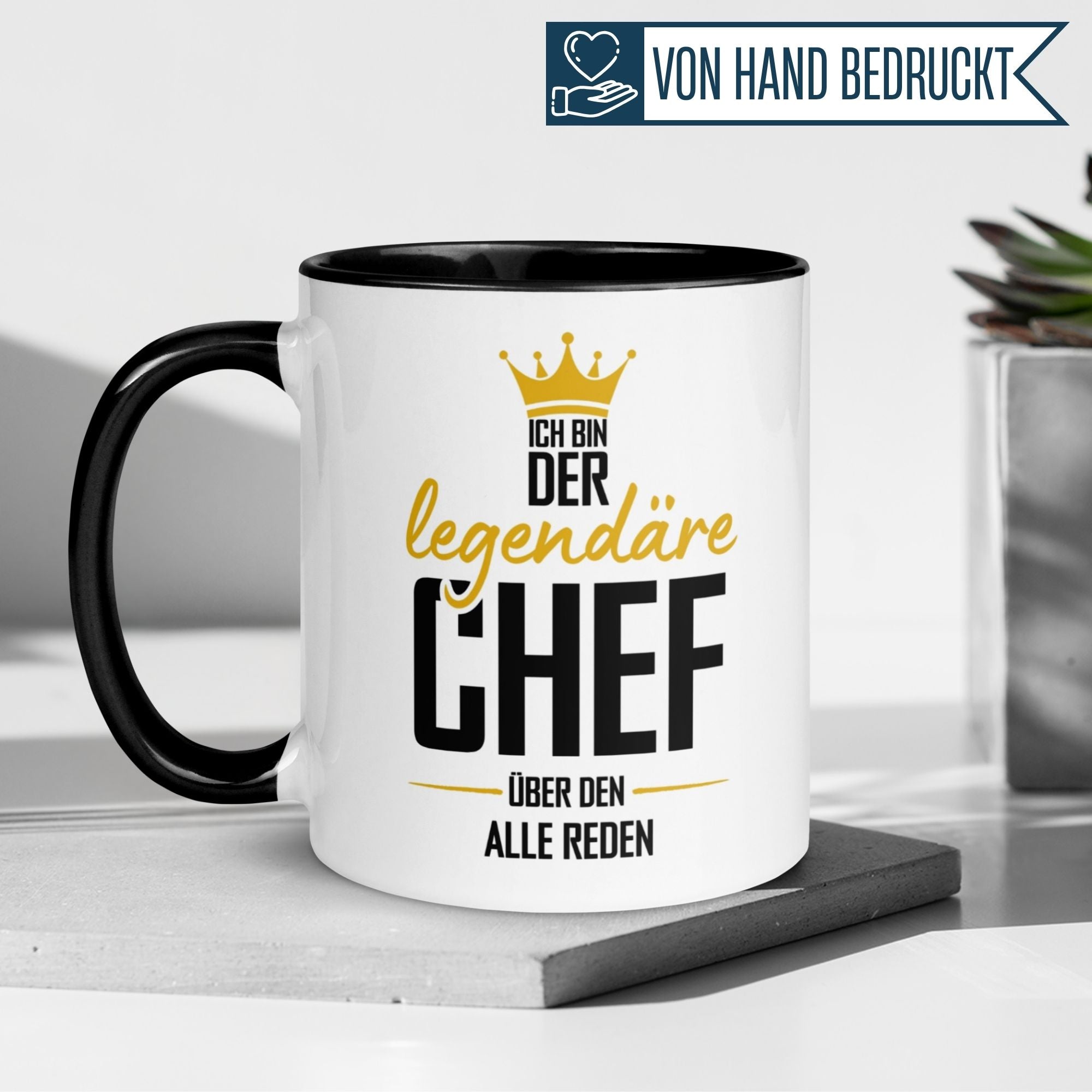 Momentals® Tasse Chef mit Aufschrift 'Ich bin der legendäre Chef' für humorvolle Büromomente.