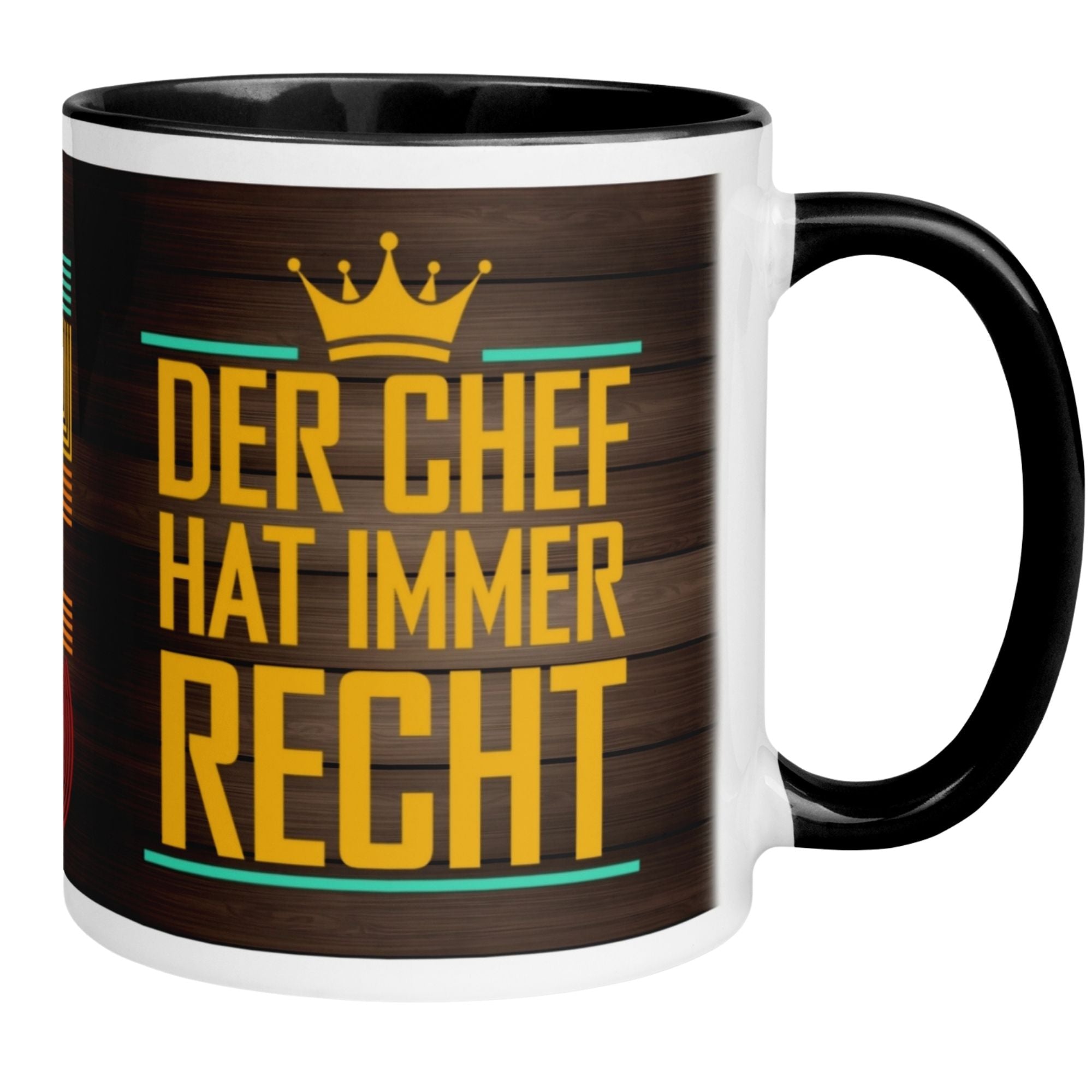 Momentals Tasse mit dem Spruch 'Der Chef hat immer Recht' – perfektes Geschenk für einen humorvollen Chef.