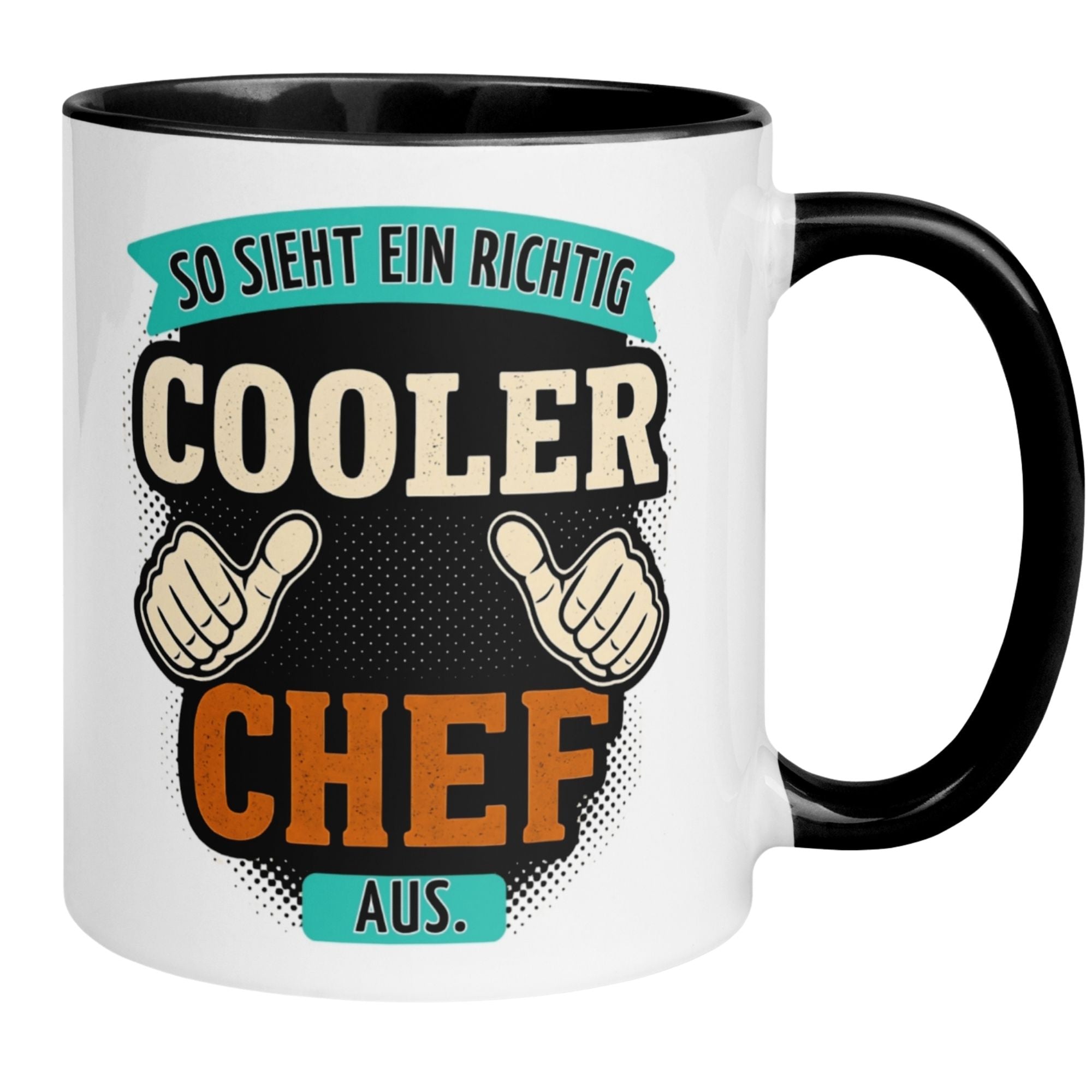 Momentals Tasse Chef mit humorvollem Spruch: So sieht ein richtig cooler Chef aus, ideal als Abschiedsgeschenk.