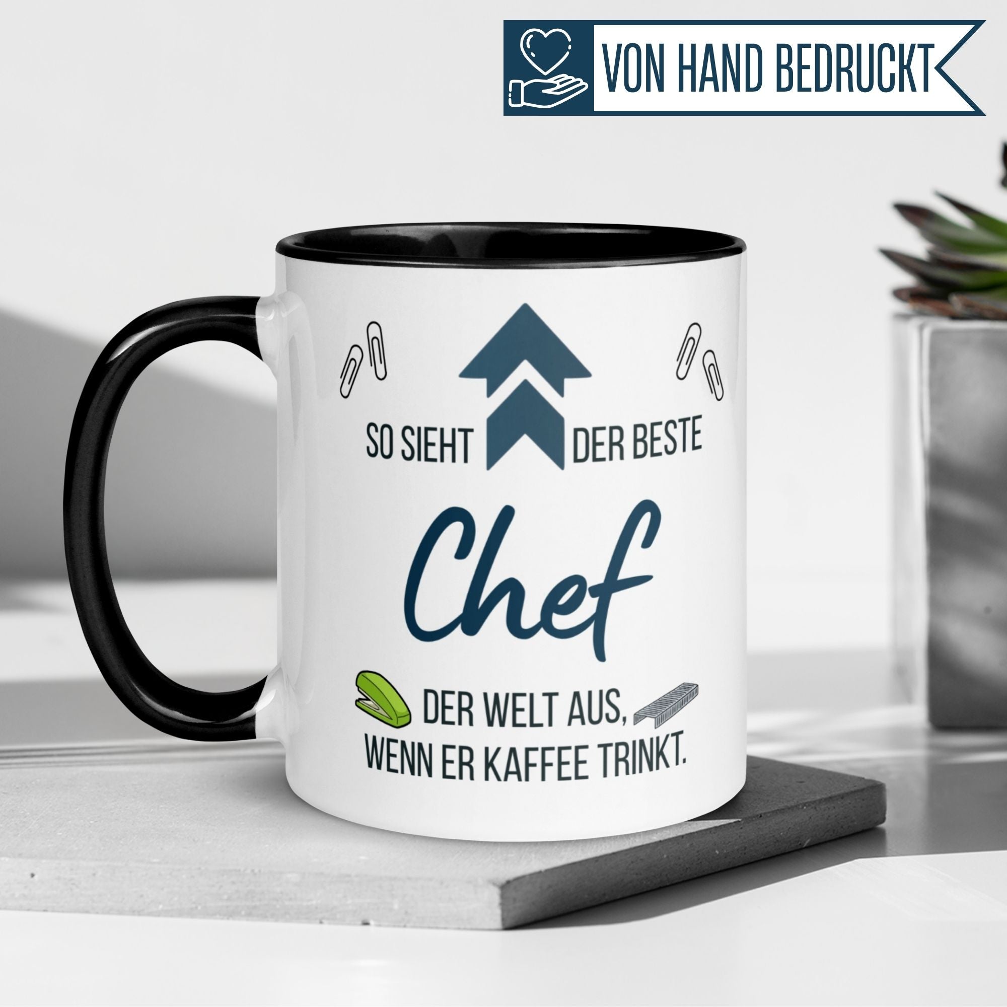 Momentals® Tasse Chef mit Spruch für den besten Chef, ideal als Geschenk für Kaffee-Liebhaber im Büro.