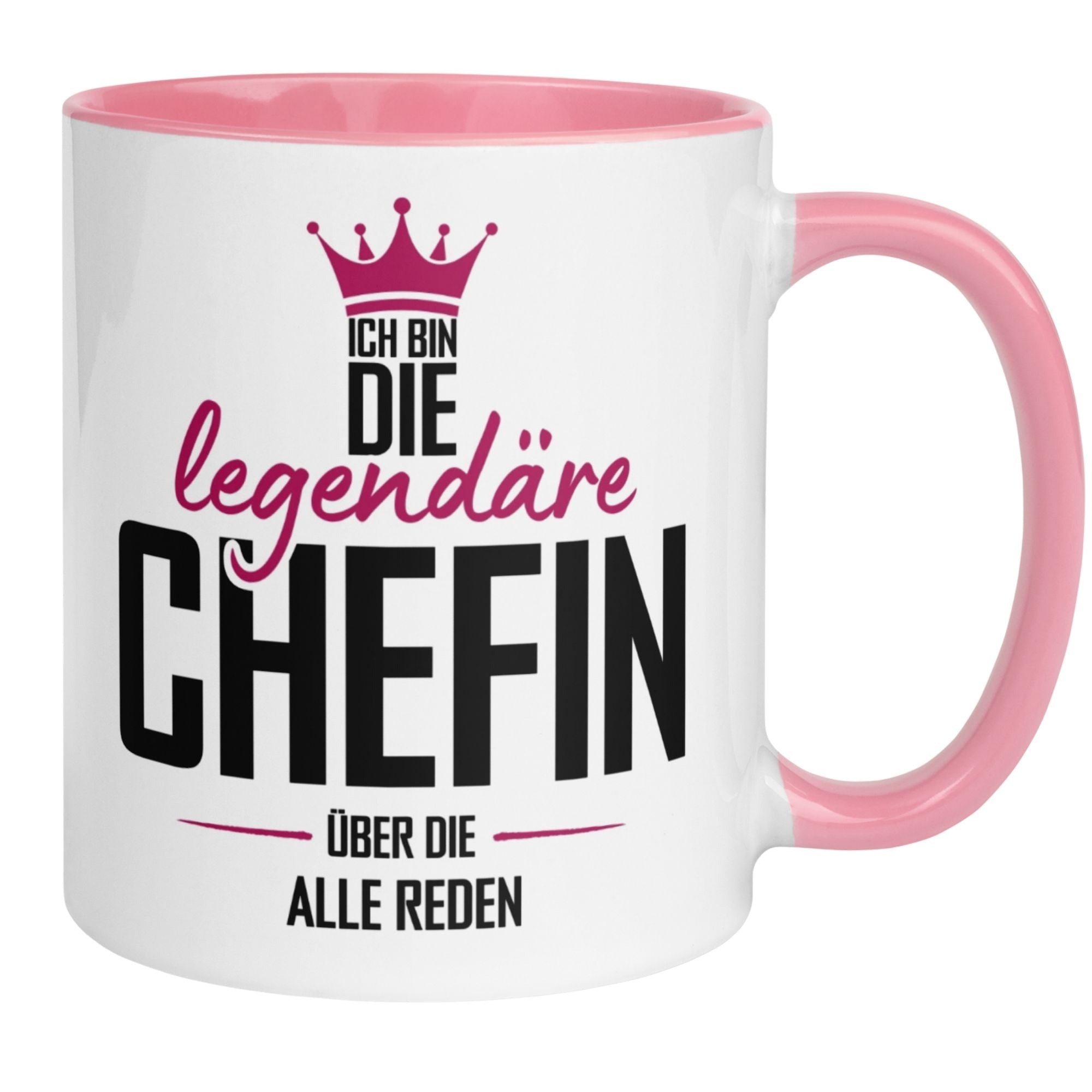 Momentals® Tasse Chefin mit Spruch "Ich bin die legendäre Chefin" in Rosa - perfektes Geschenk für die Chefin.