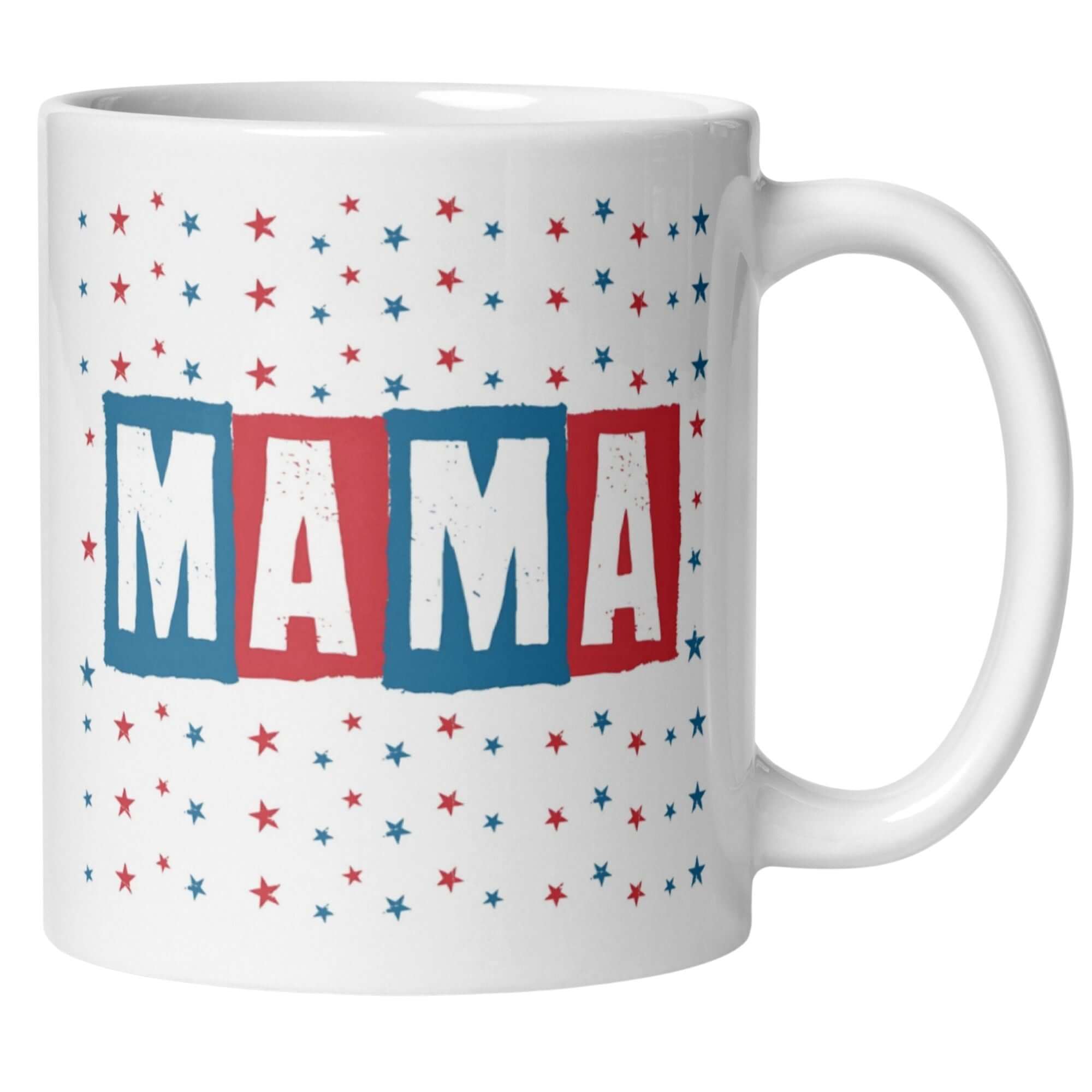 Momentals® Tasse Mama mit buntem Retro-Design und Sternen, perfekt für moderne Mütter.