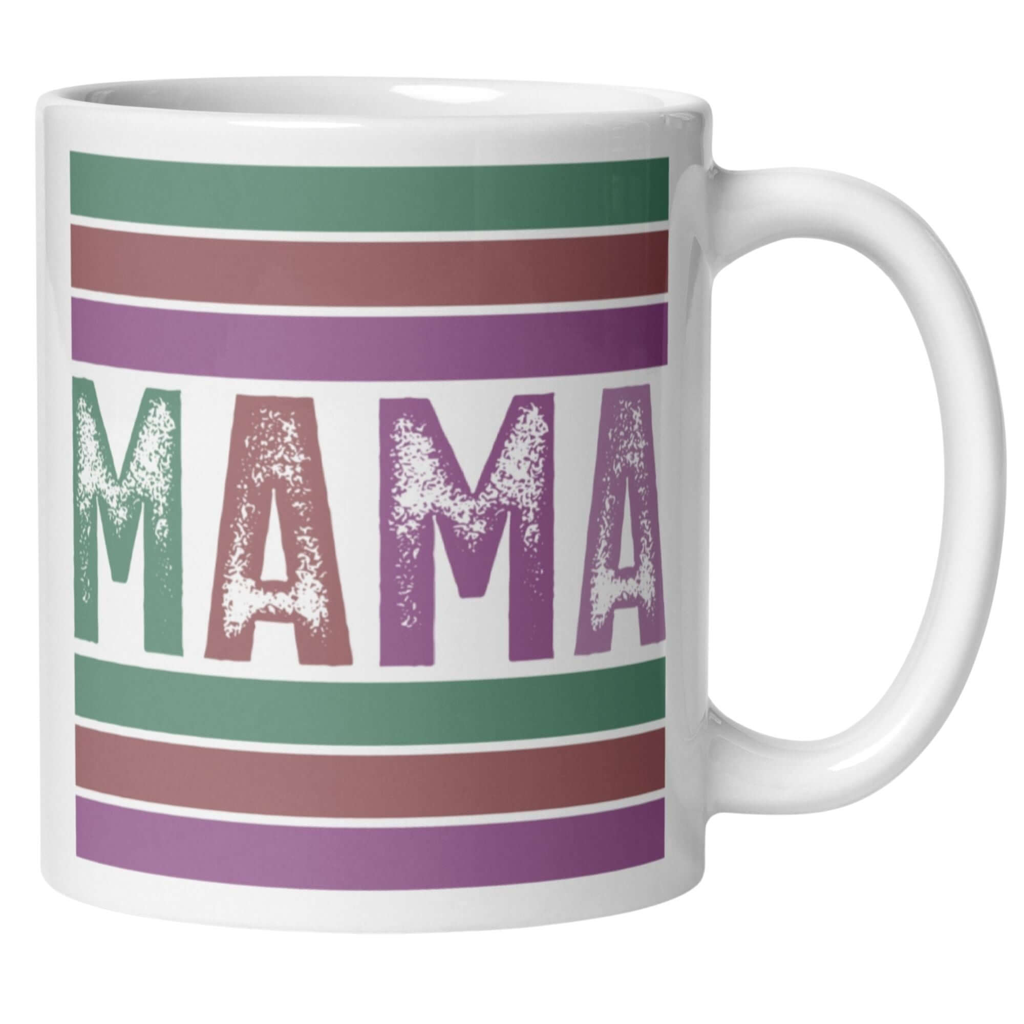 Momentals® Tasse Mama mit Streifen und Retroschrift im Used-Look, perfekt für Designliebhaber.