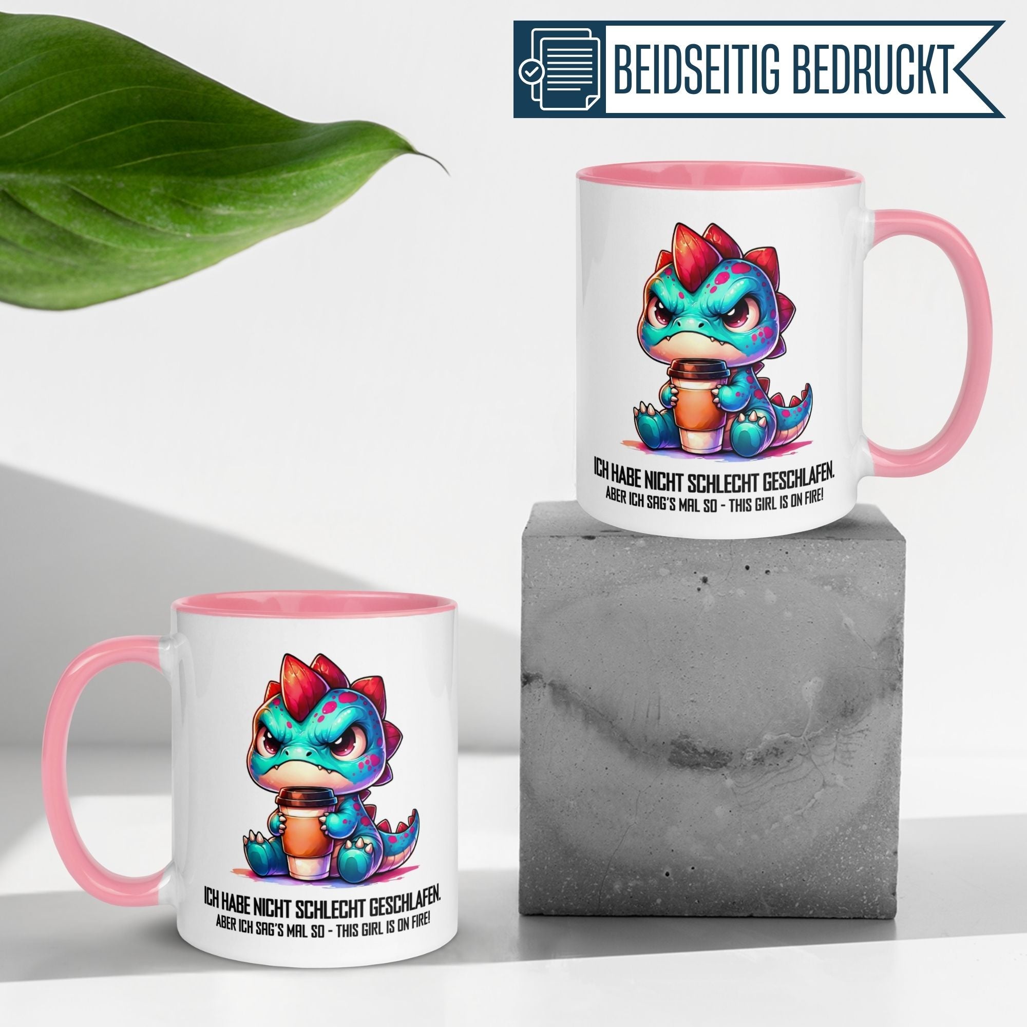 Momentals Tasse für Morgenmuffel mit Dino-Motiv und Spruch "Ich habe nicht schlecht geschlafen"