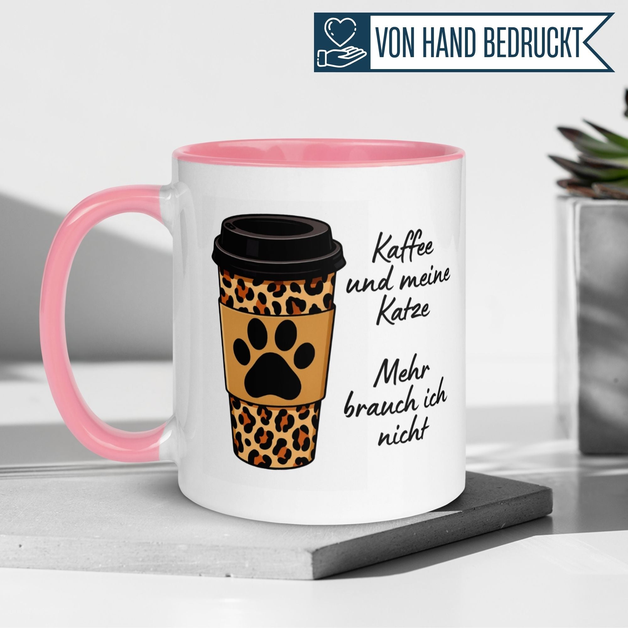 Momentals Tasse für Morgenmuffel mit Katzenmotiv: "Kaffee und meine Katze – Mehr brauch ich nicht"