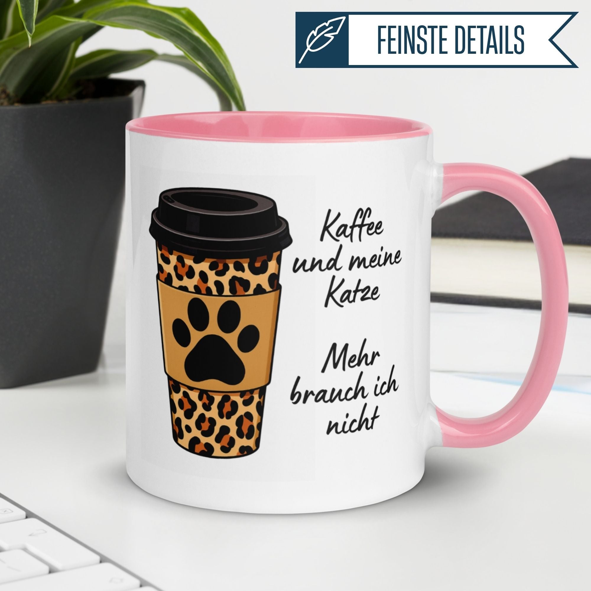 Momentals Tasse mit Katzenmotiv und Spruch "Kaffee und meine Katze – Mehr brauch ich nicht"