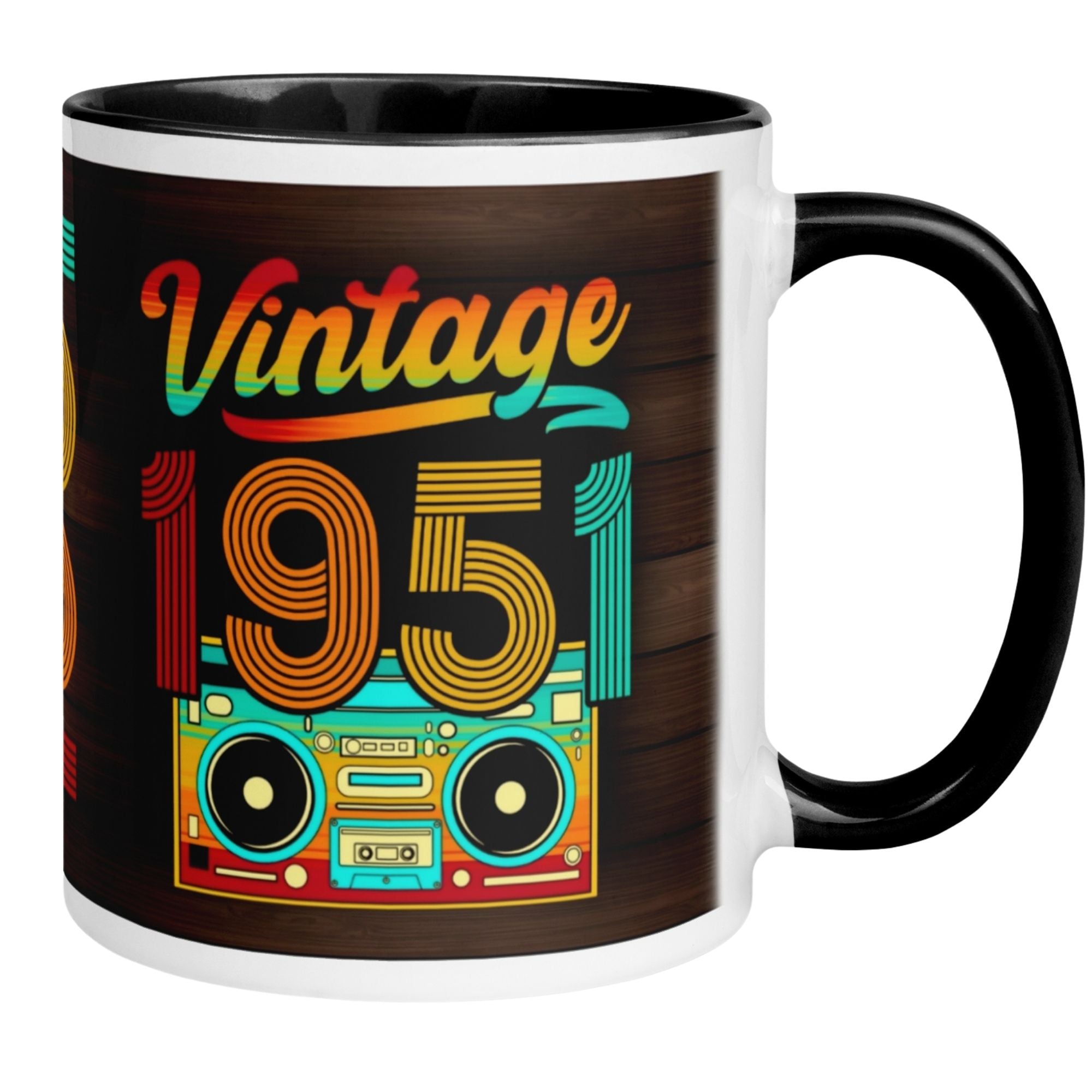 Momentals 74. Geburtstag Tasse mit Vintage 1951 Design und Retro Boombox.